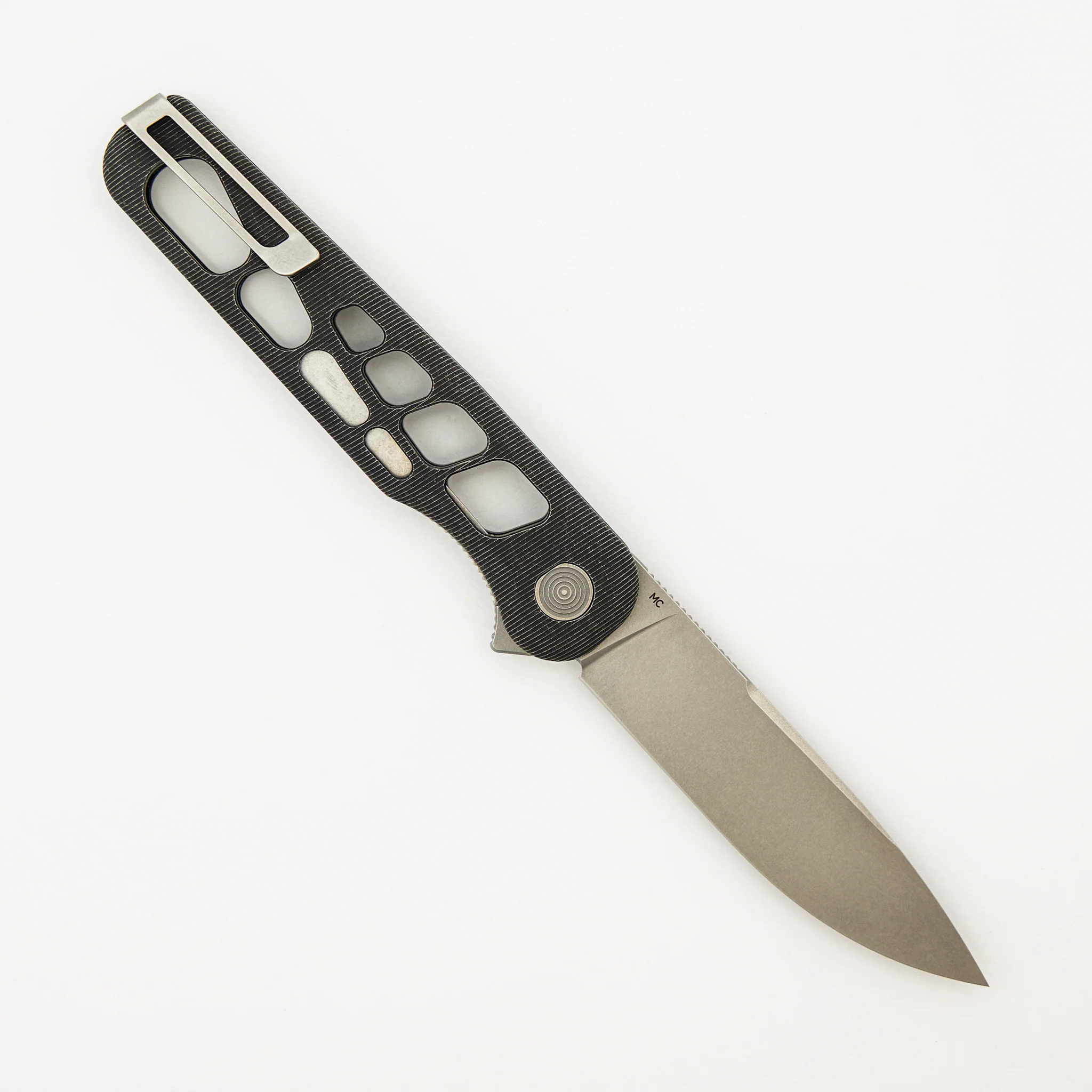Rockwall Flipper V2 - Skeletonized Blackwash Titanium Handles - MagnaCut Blade - Image 2