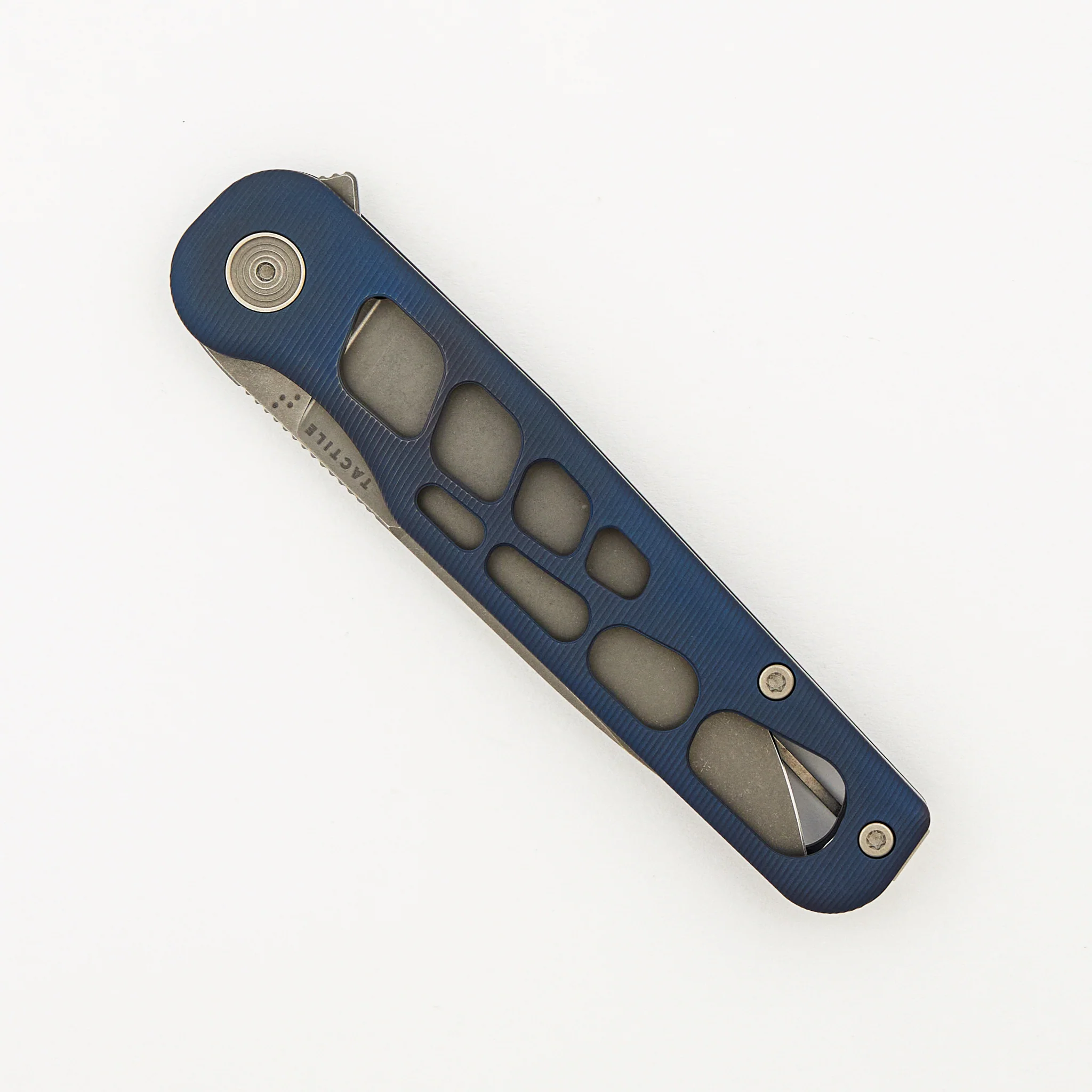 Rockwall Flipper V2 - Skeletonized Blue Ano Titanium Handles - MagnaCut Blade - Image 3