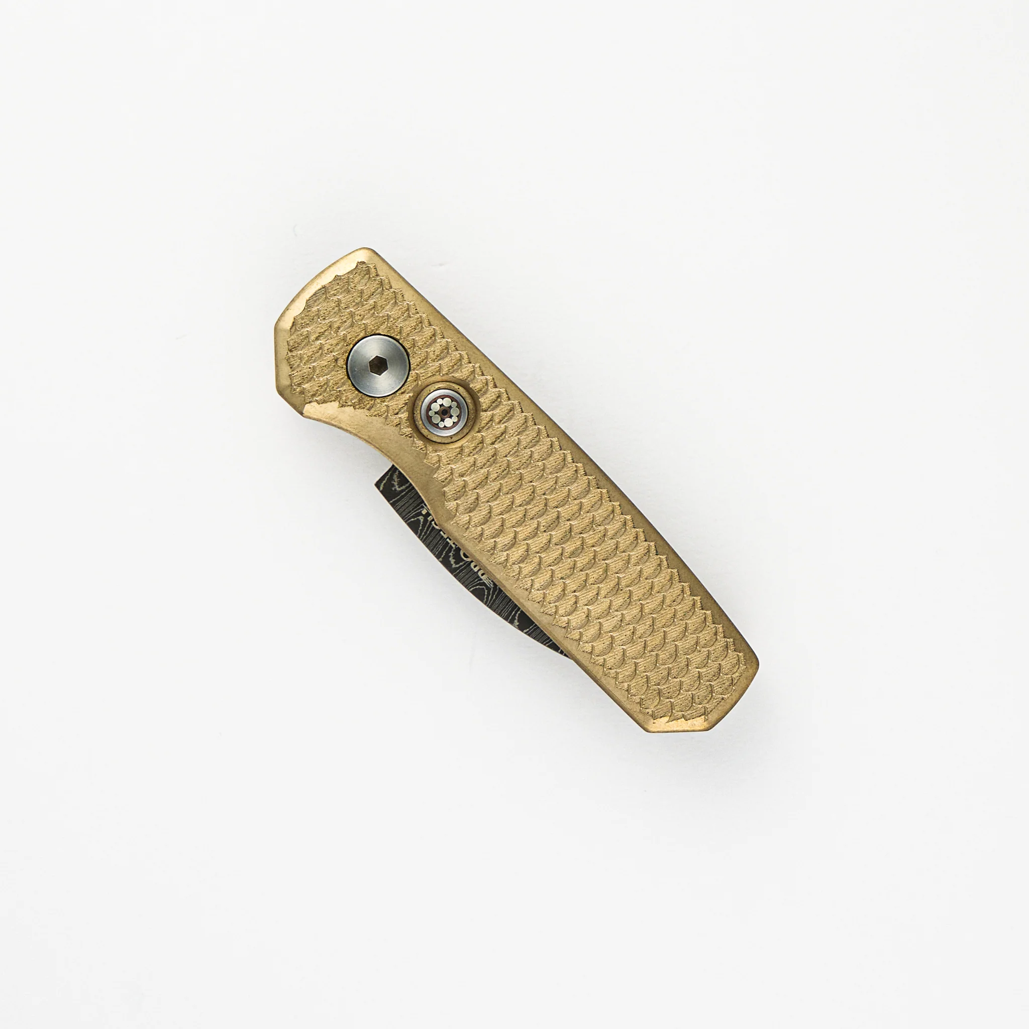 Runt 5 Limited - Machined Dragon Scale Bronze AL Handle – Chad Nichols Wharncliffe Blade - Image 3