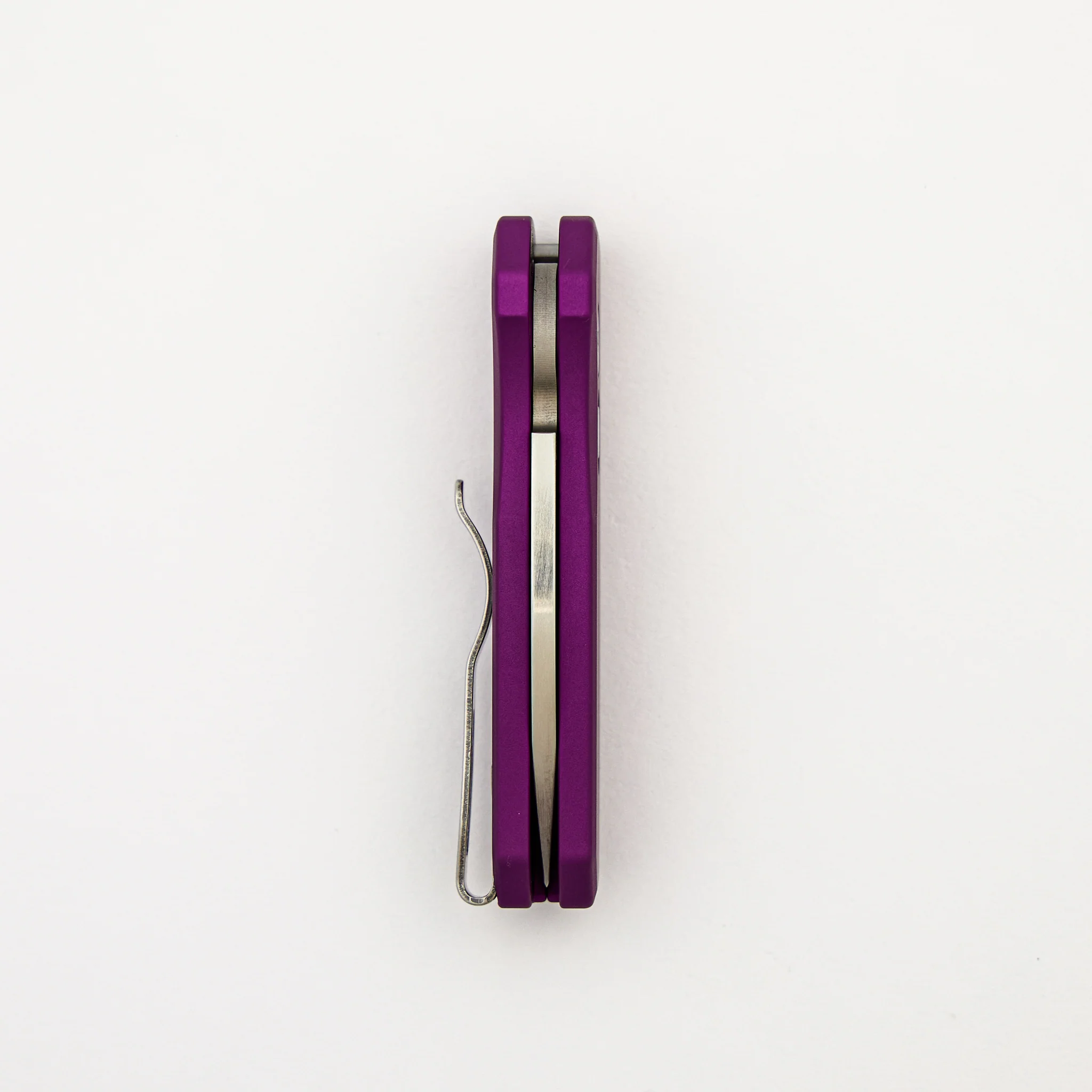 Runt 5 - R5300-LTD PURPLE - Smooth Purple Handle - Machine Satin MagnaCut Wharncliffe Blade - White Pearl Button - Image 5