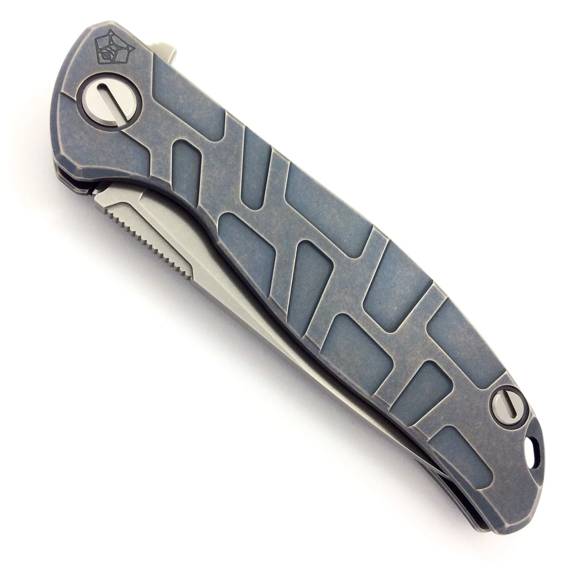 F95 "T" PATTERN DARK BLUE - M390 BLADE - TITANIUM HANDLE - MRBS - Image 3