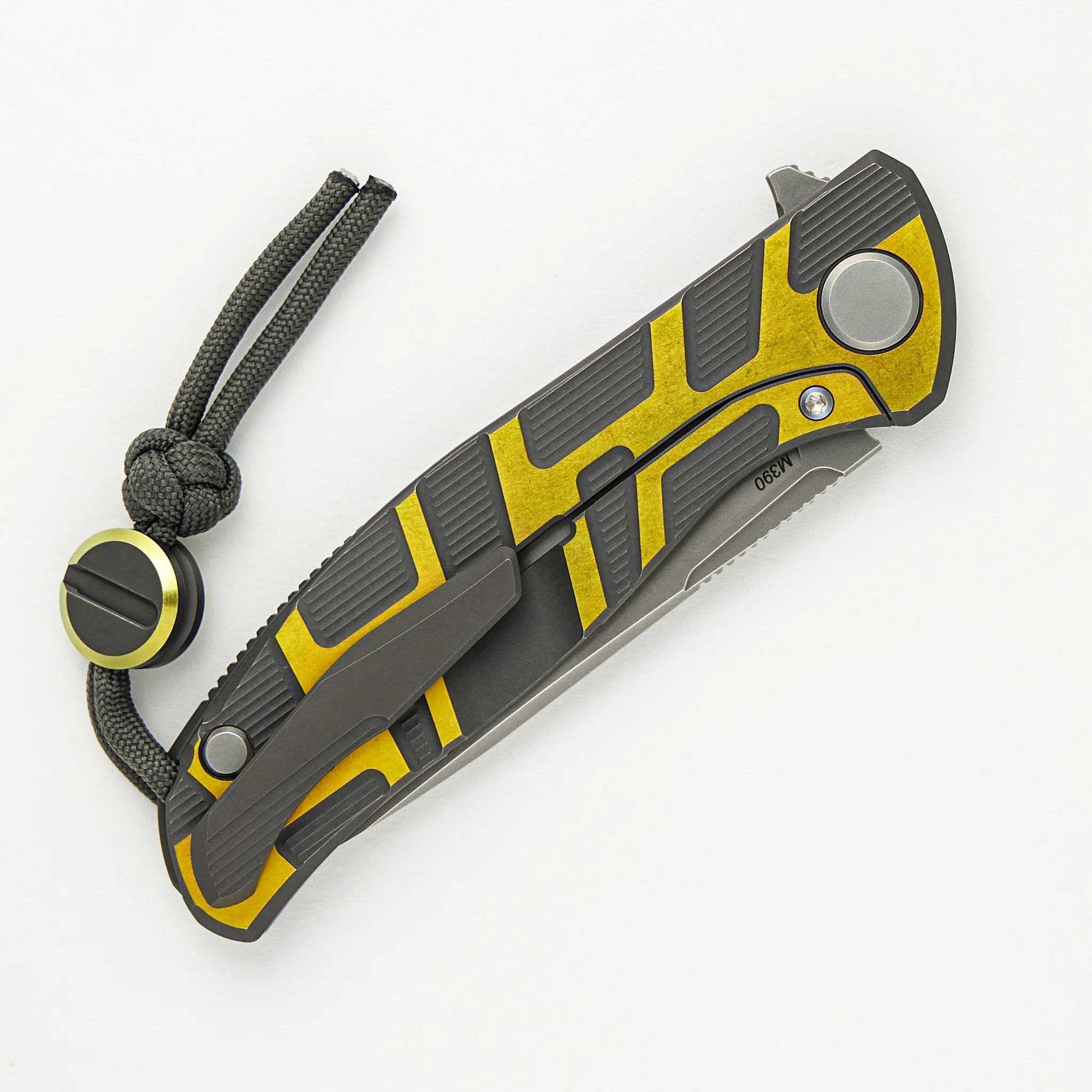 F95 T Pattern Gen 4 β Blade Show Edition β Grey-Yellow Ano Titanium Handle β M390 Blade β MRBS - Image 4