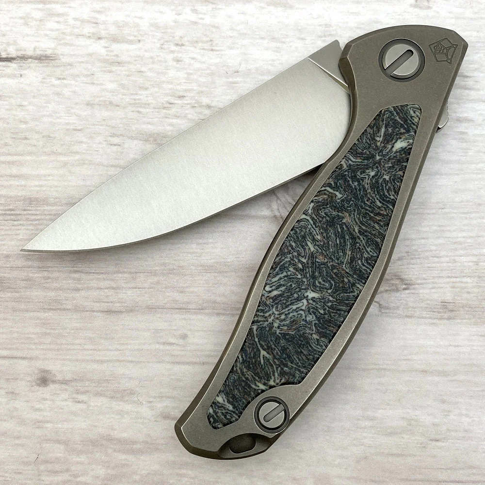 F95NL - ELMAX BLADE - STONEWASHED TITANIUM HANDLE W- DARK CRAZY MICARTA INLAY- SRB - Image 3