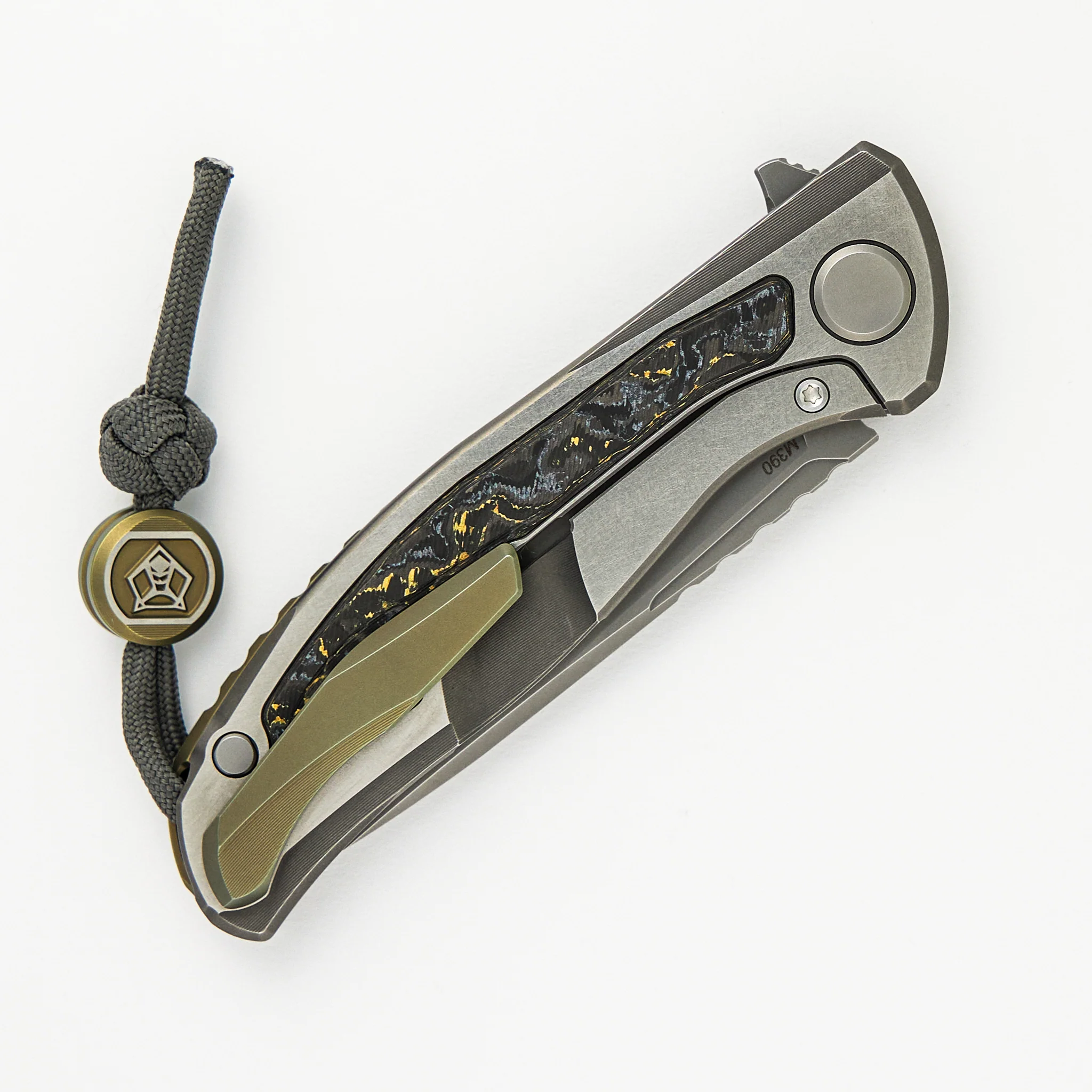 F95NL Gen. 5 - Blade Show Exclusive 2024 - M390 Blade - Titanium Handle - Golden Spark TechnoCarbo Inlays - MRBS - Image 4