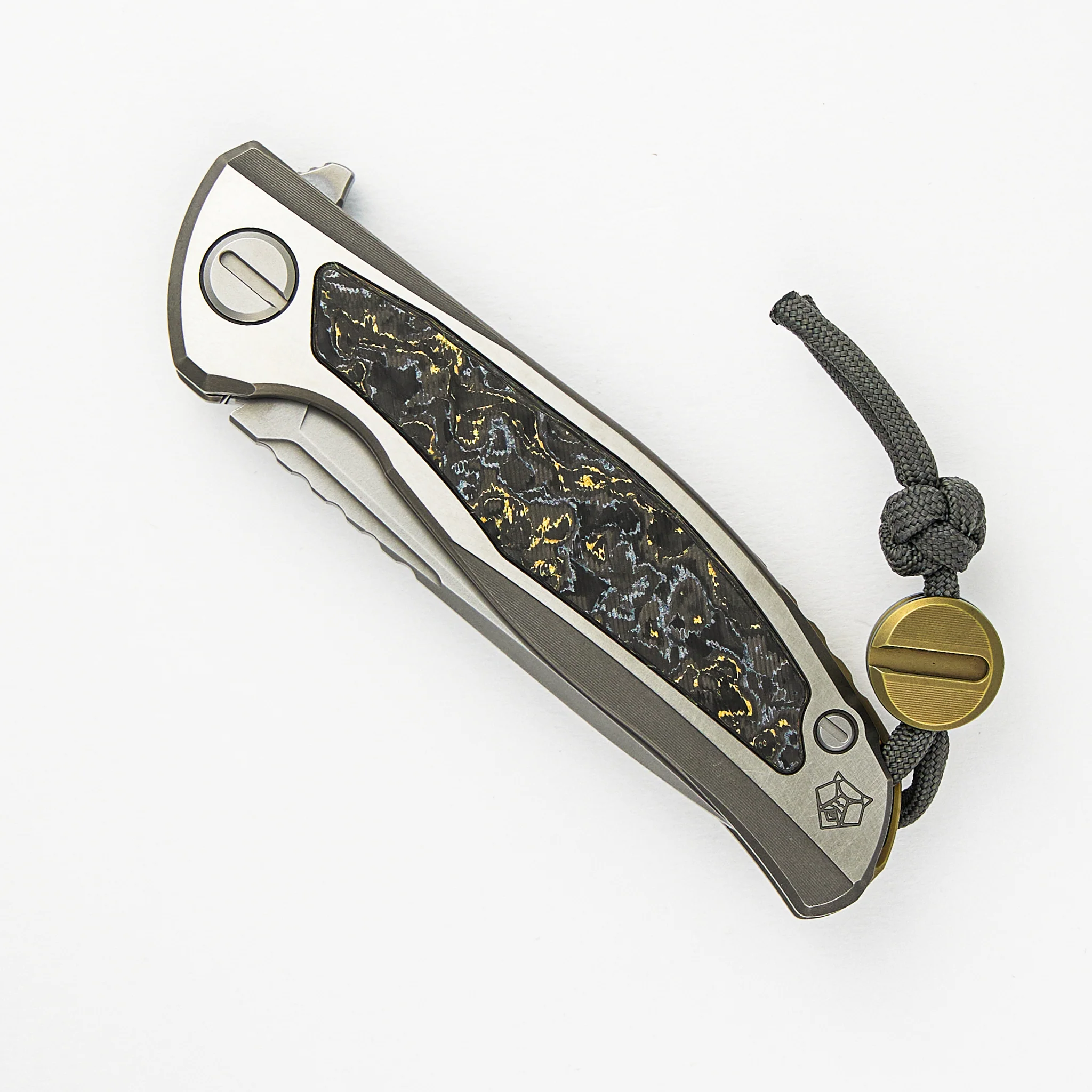 F95NL Gen. 5 - Blade Show Exclusive 2024 - M390 Blade - Titanium Handle - Golden Spark TechnoCarbo Inlays - MRBS - Completed - Image 3