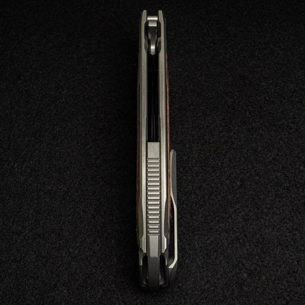 F95R NL - M390 BLADE - STONEWASHED TITANIUM HANDLE W- "MARS VALLEY" CARBON FIBER INLAY- MRBS - Image 8