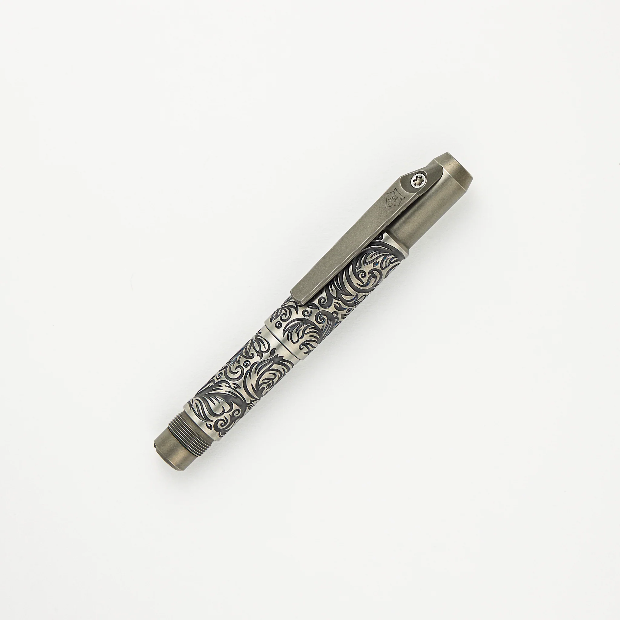 Shirogorov Knives / Ti2 Design Titanium Tool Pen - "Scroll" Engraved - Completed - Image 2