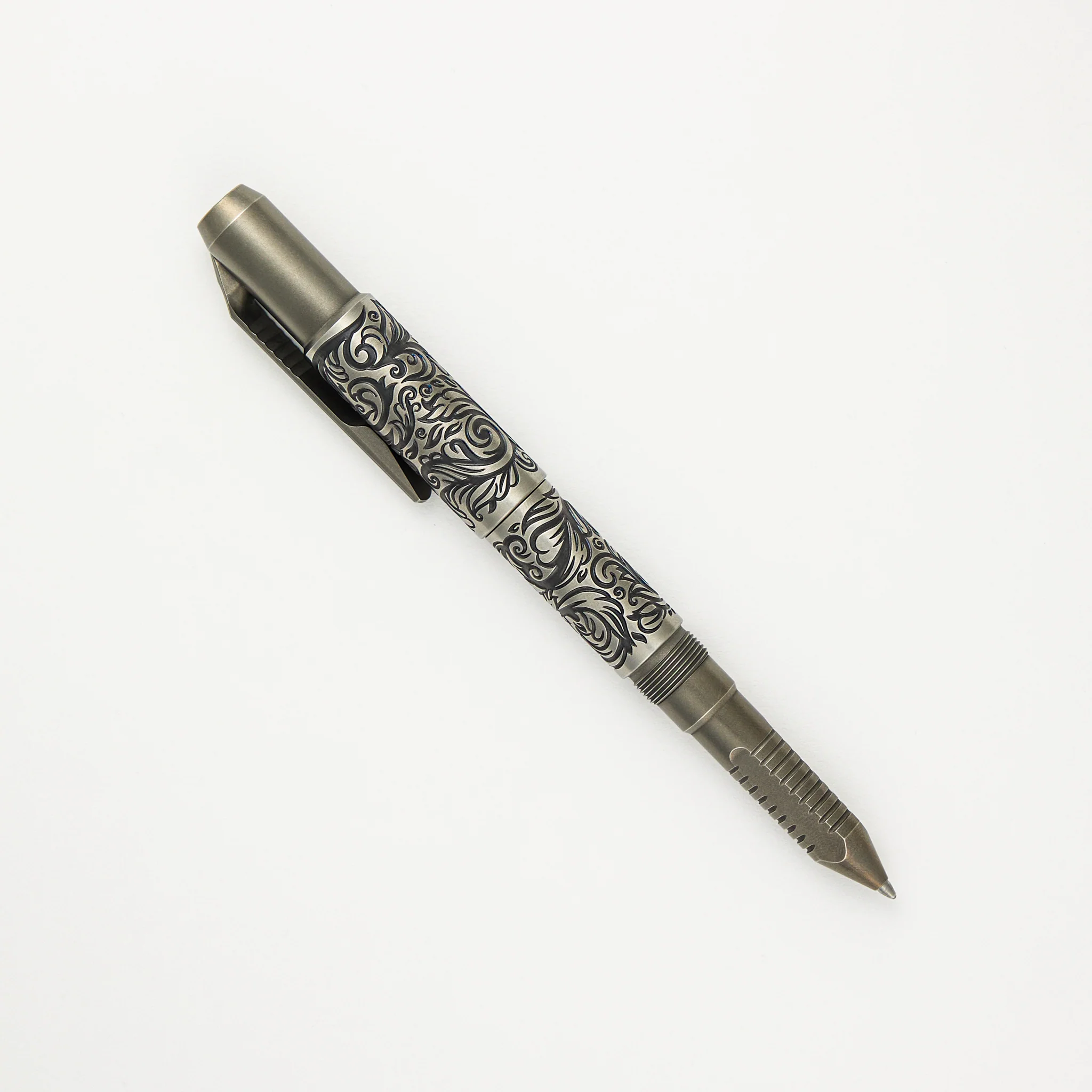 Shirogorov Knives / Ti2 Design Titanium Tool Pen - "Scroll" Engraved - Completed - Image 5