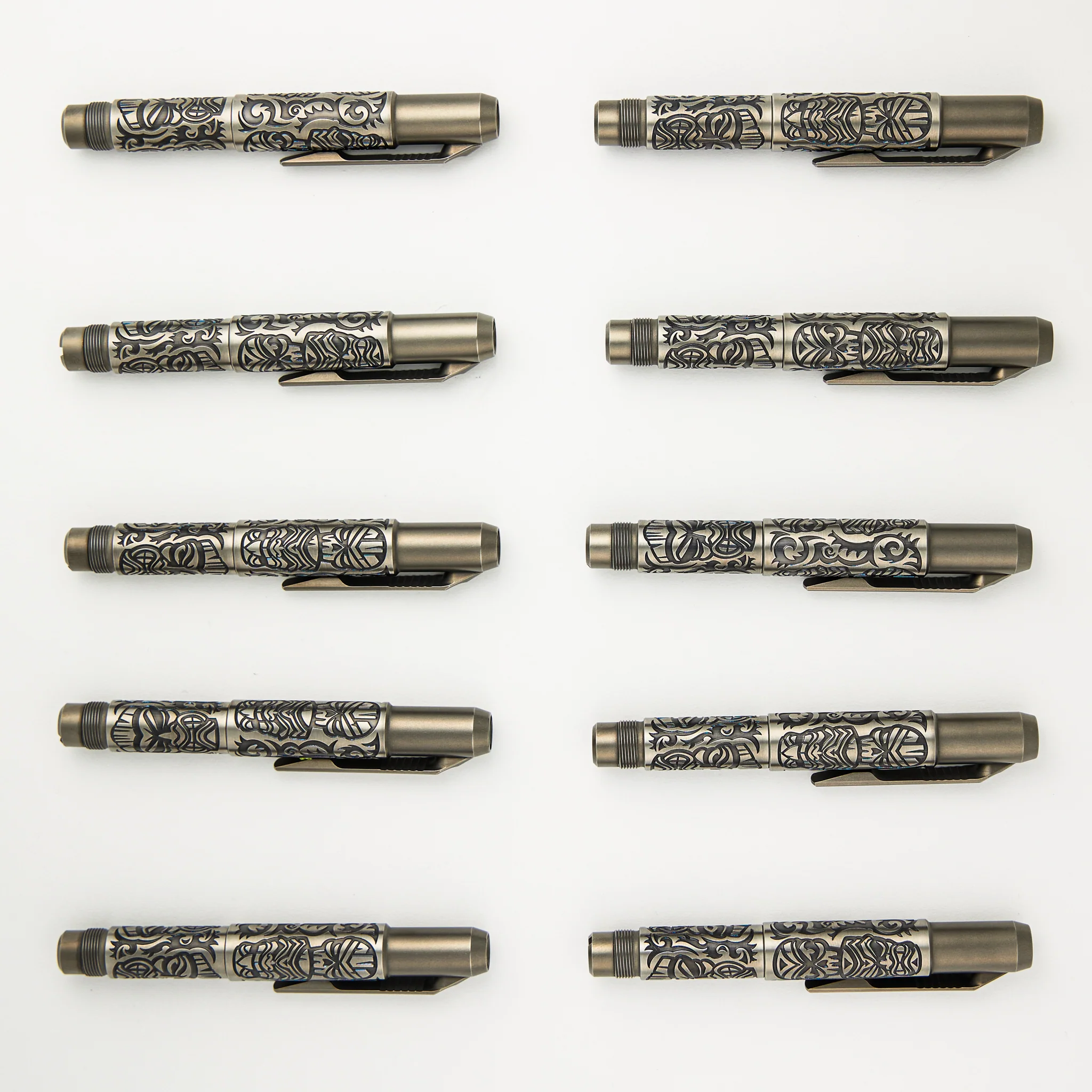 Shirogorov Knives / Ti2 Design Titanium Tool Pen - "Tiki" Engraved - Completed - Image 7