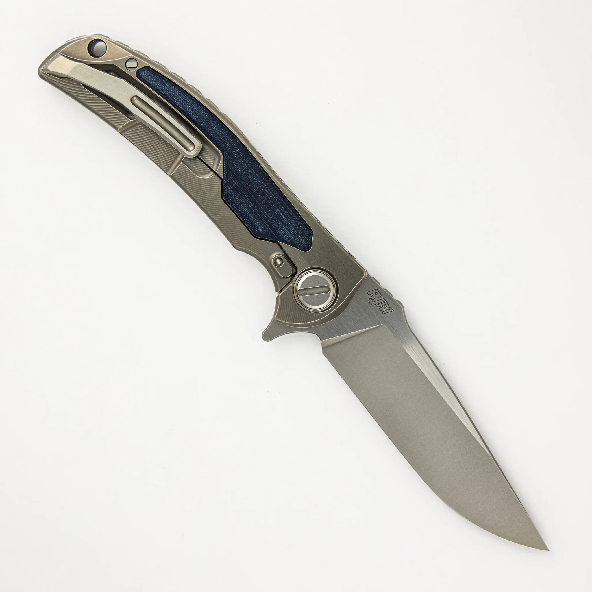 "Limited Edition" Denim Overkill - S90V Blade - Titanium Handle W/ Jeans Micarta Inlays - SRRBS (RJ Martin Design) - Image 2