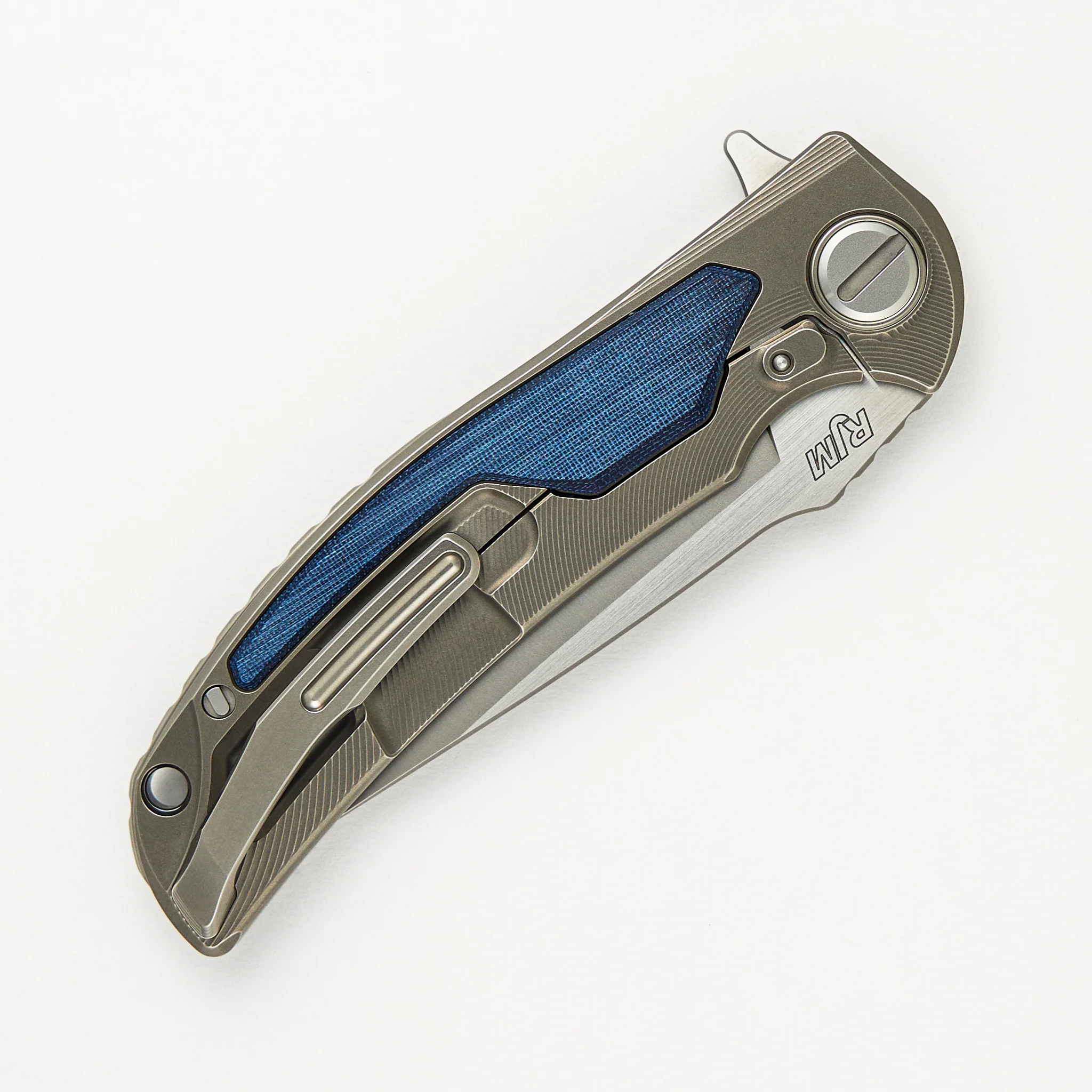 "Limited Edition" Denim Overkill - S90V Blade - Titanium Handle W/ Jeans Micarta Inlays - SRRBS (RJ Martin Design) - Image 4