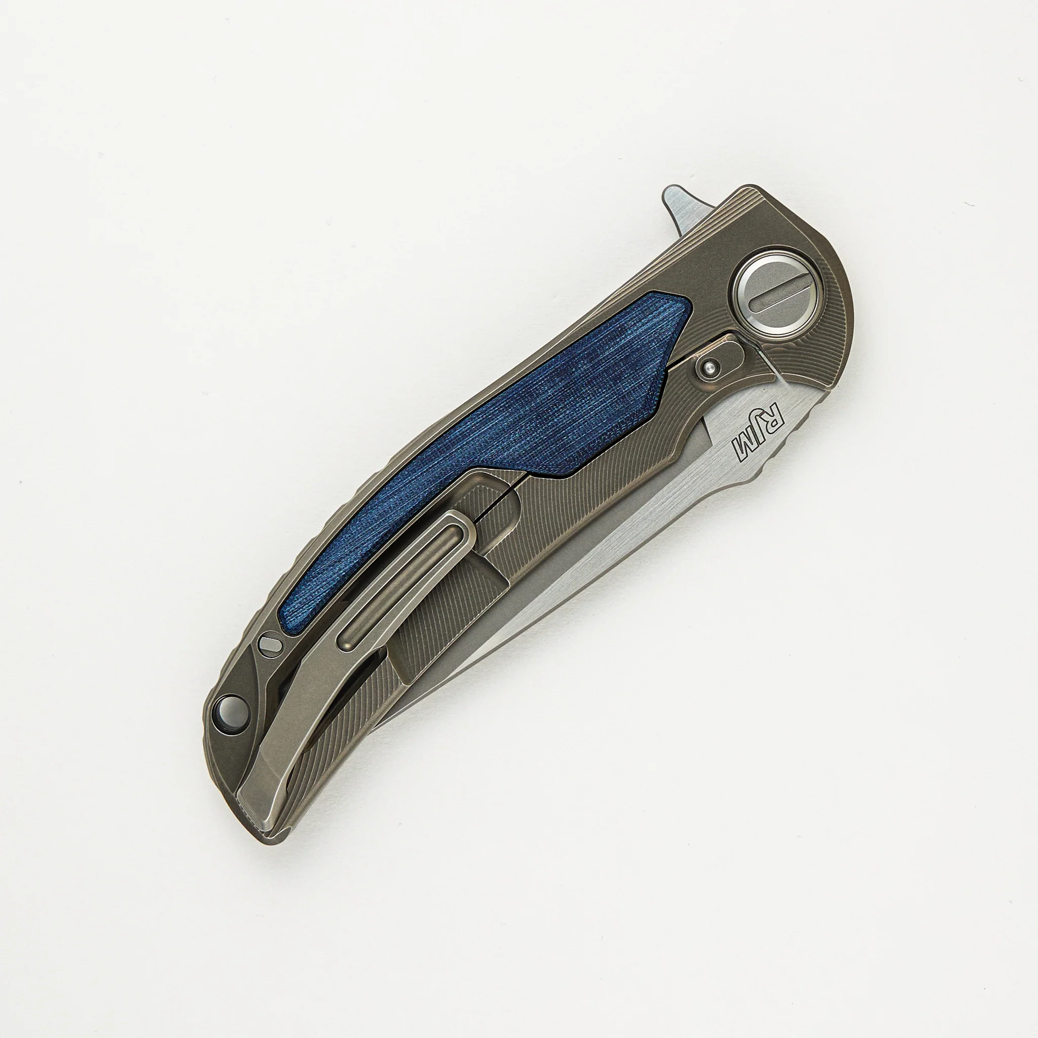 "Limited Edition" Denim Overkill - S90V Blade - Titanium Handle W/ Jeans Micarta Inlays - SRRBS (RJ Martin Design) - Image 4