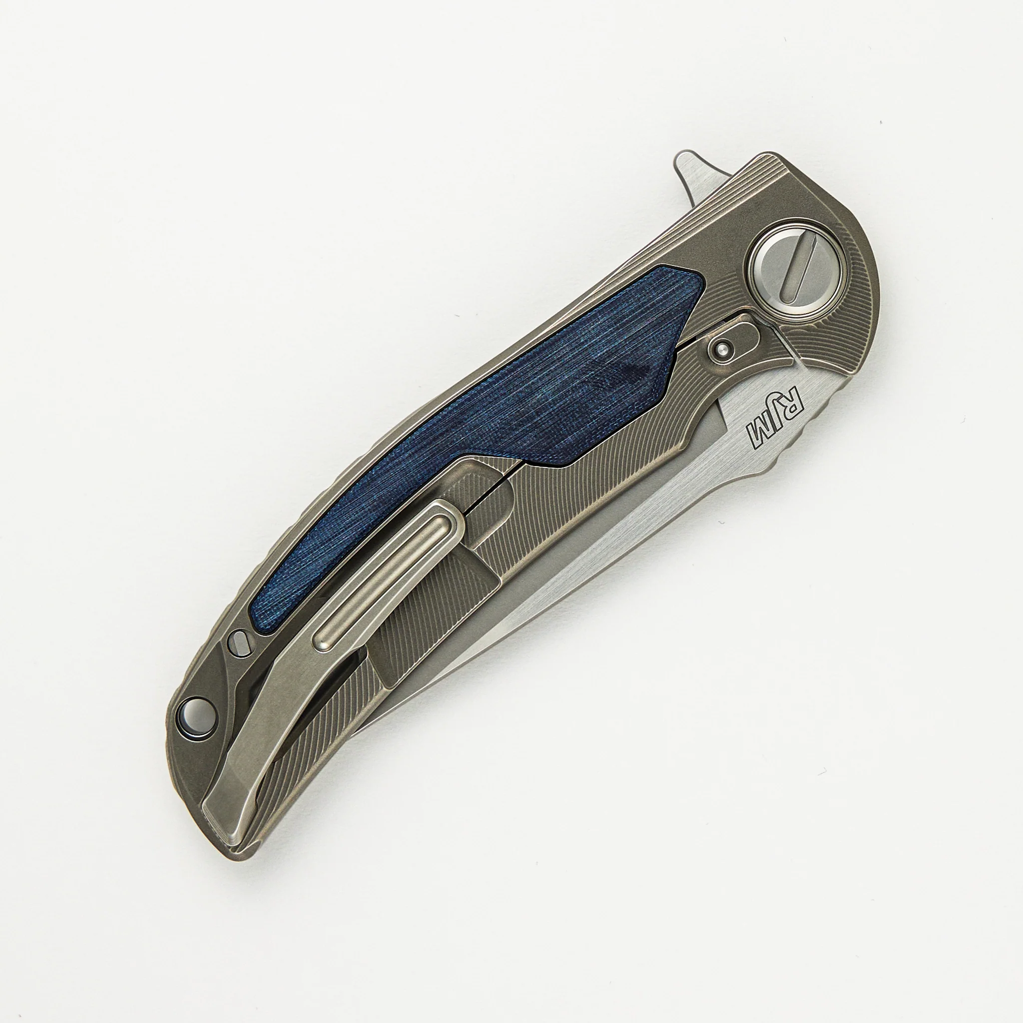 "Limited Edition" Denim Overkill - S90V Blade - Titanium Handle W/ Jeans Micarta Inlays - SRRBS (RJ Martin Design) - Image 4