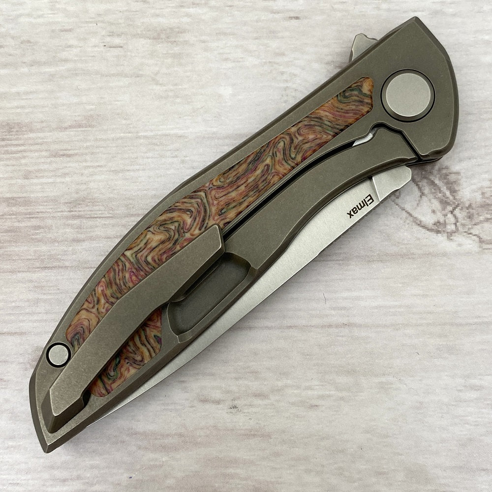 NeOn NL – ELMAX BLADE – TITANIUM HANDLE W- CRAZY MICARTA INLAY – MRBS - Image 5