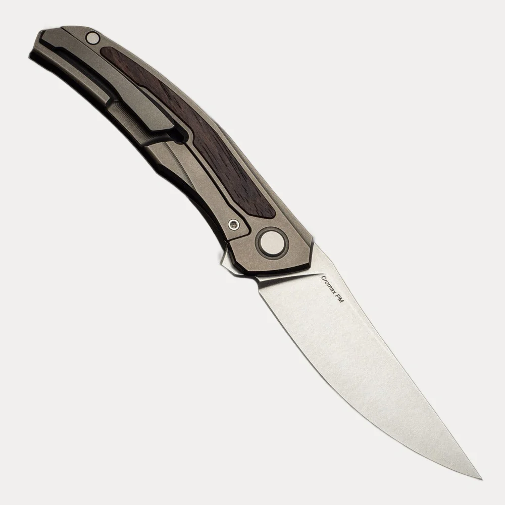 SHIROGOROV QUANTUM URSUS – CROMAX PM BLADE – TITANIUM HANDLE – WOOD INLAY – SRBS - Image 2