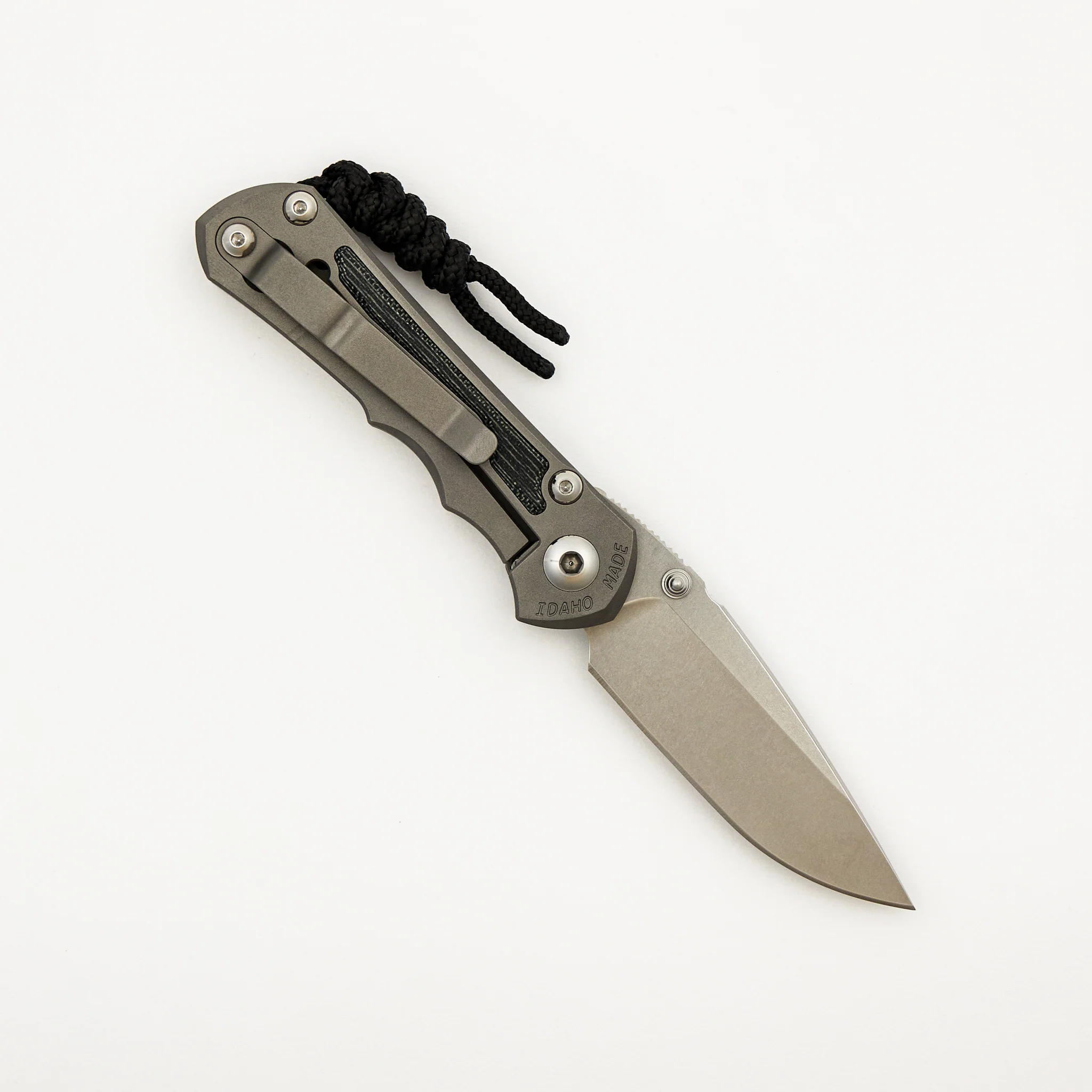 Small Inkosi - Black Canvas Micarta Inlay - Drop Point CPM MagnaCut Blade - Glass Blasted - Image 2