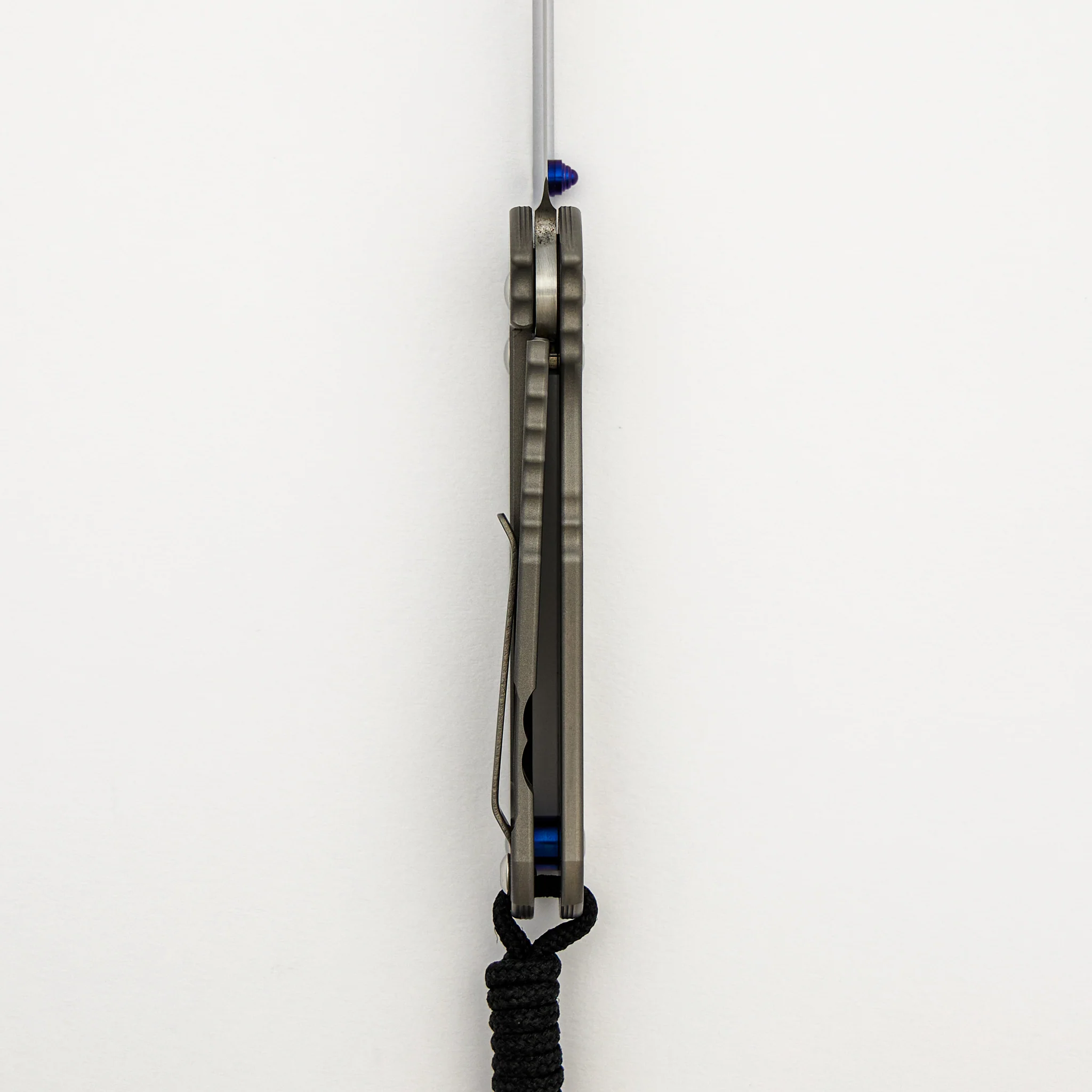 Small Regular Sebenza CGG "2 HIGH MIX" - Polished Drop Point BG42 Blade - Blue Single Lug - Image 6