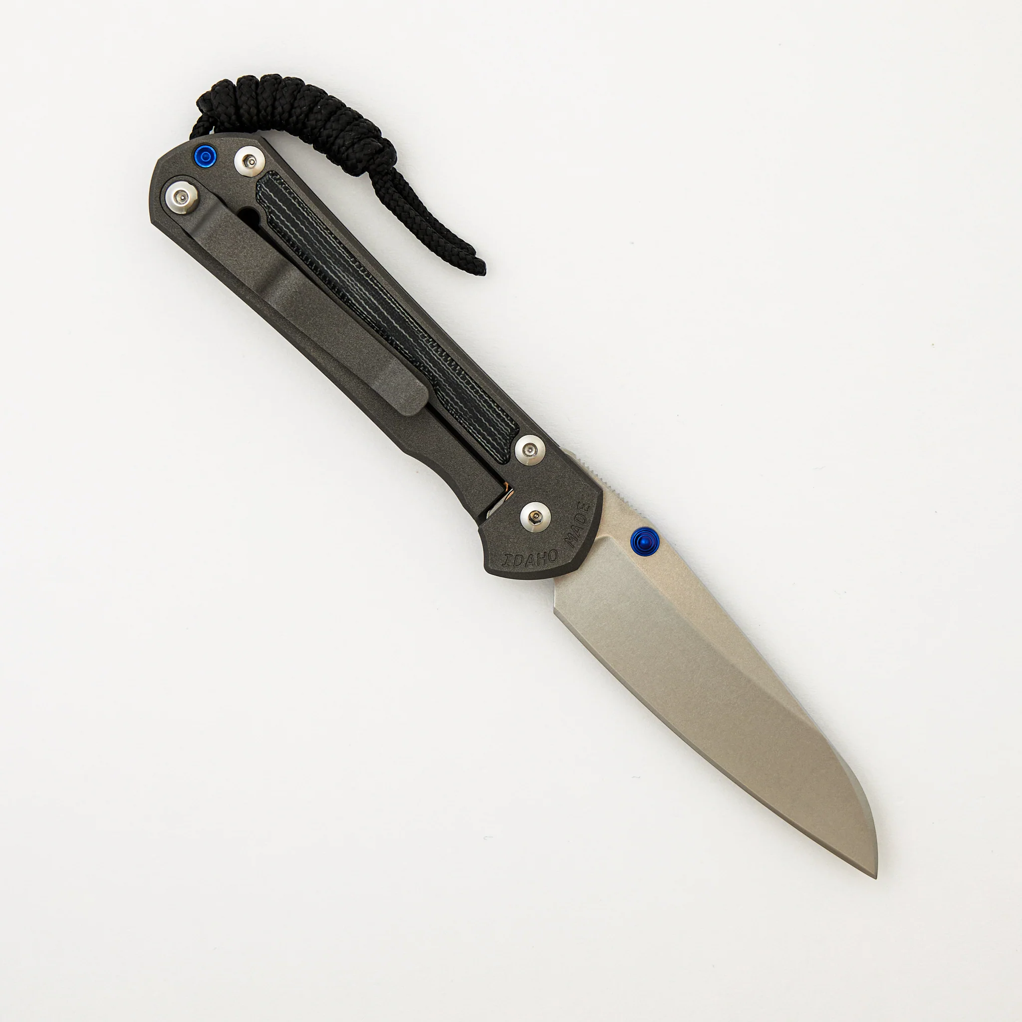 Small Sebenza 31 - Black Canvas Micarta Inlays - Insingo CPM MagnaCut Blade - Blue Double Thumb Lugs - Image 2