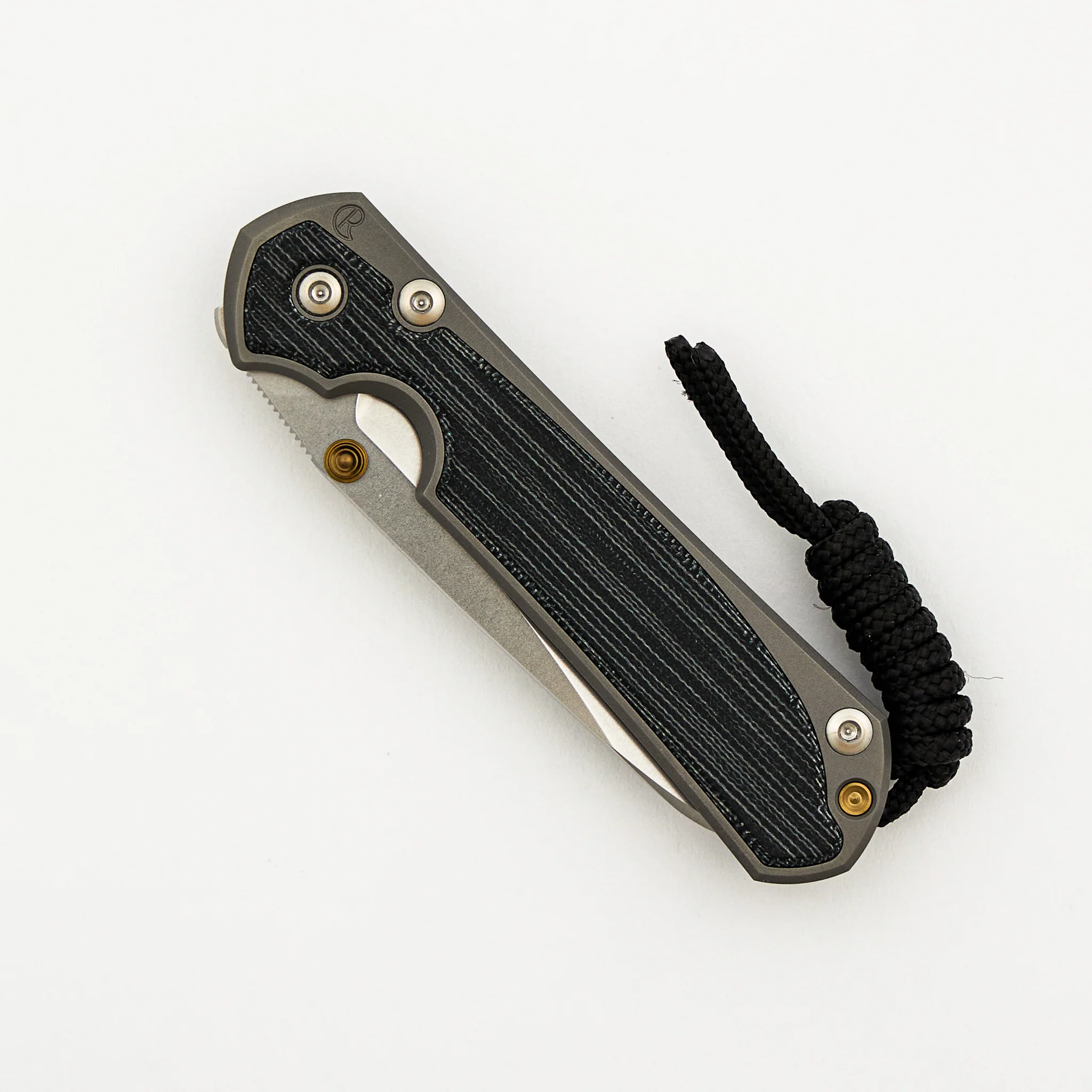 Small Sebenza 31 - Black Canvas Micarta Inlays - Insingo CPM MagnaCut Blade - Glass Blasted - Gold Double Thumb Lugs - Image 3