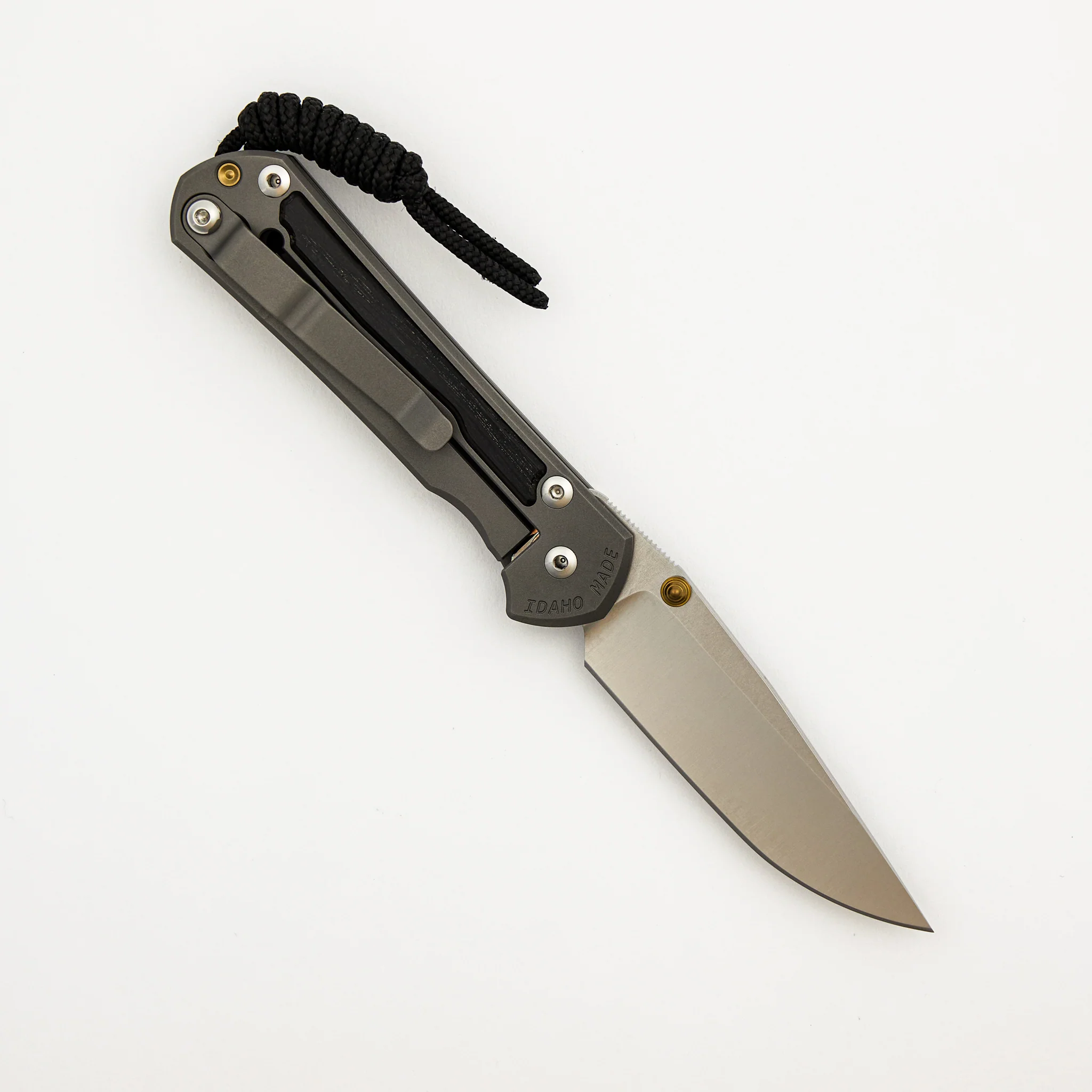 Small Sebenza 31 - Bog Oak Inlay - Drop Point Polished CPM MagnaCut Blade - Gold Double Thumb Lugs - Image 37