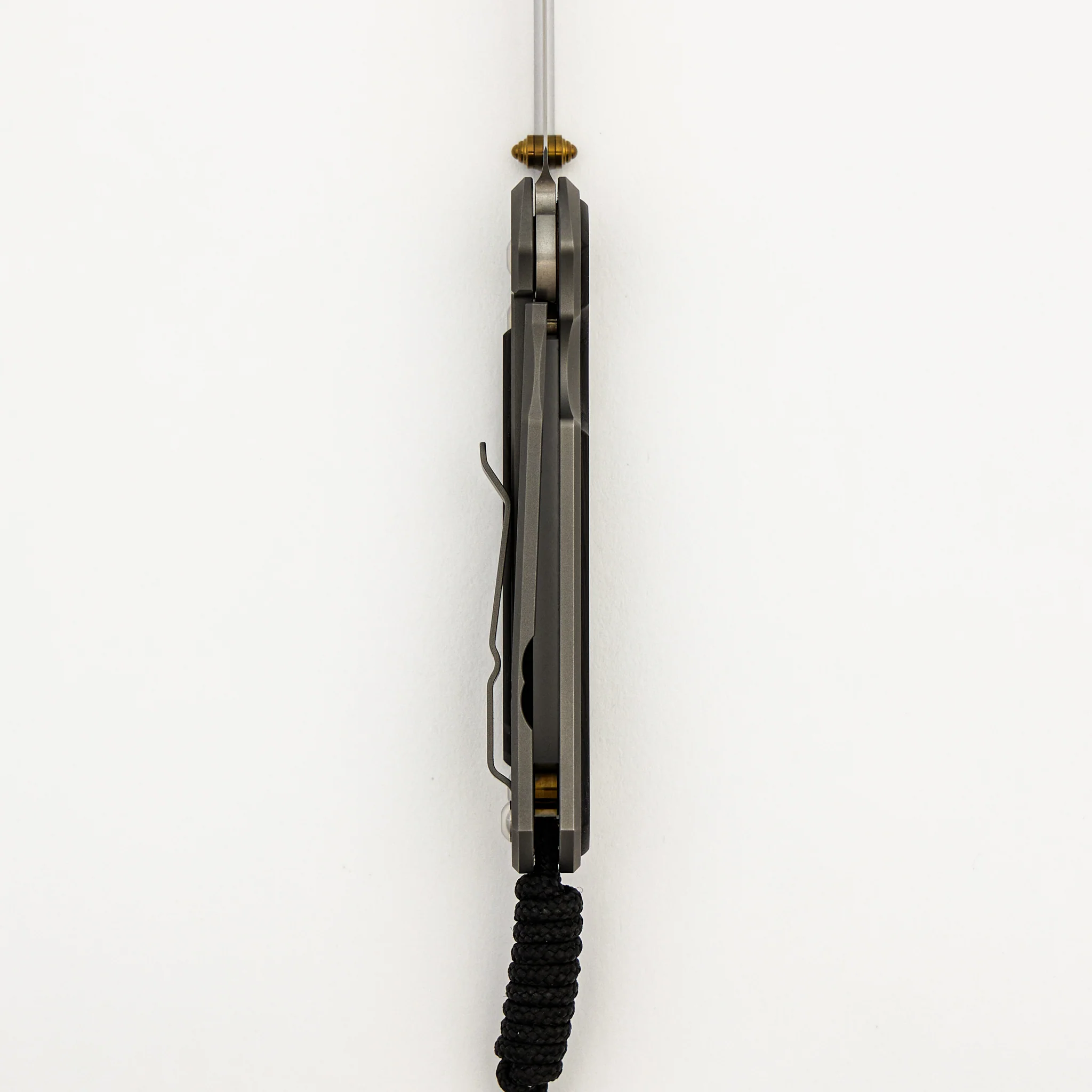 Small Sebenza 31 - Bog Oak Inlay - Drop Point Polished CPM MagnaCut Blade - Gold Double Thumb Lugs - Image 41
