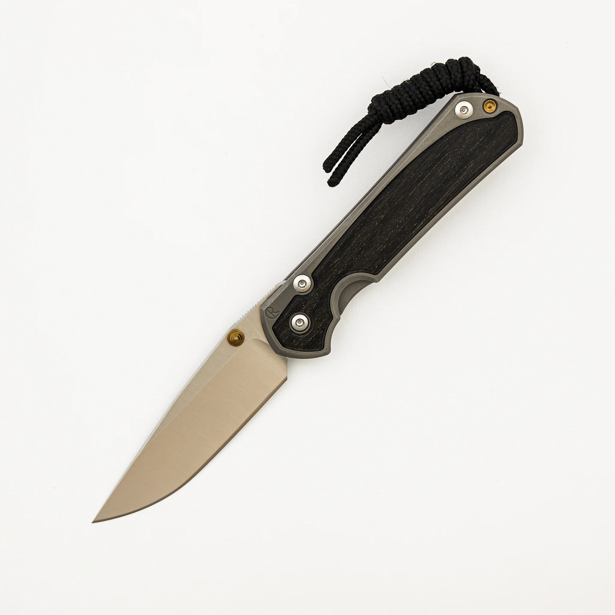 Small Sebenza 31 - Bog Oak Inlay - Drop Point Polished CPM MagnaCut Blade - Gold Single Thumb Lug - Image 15