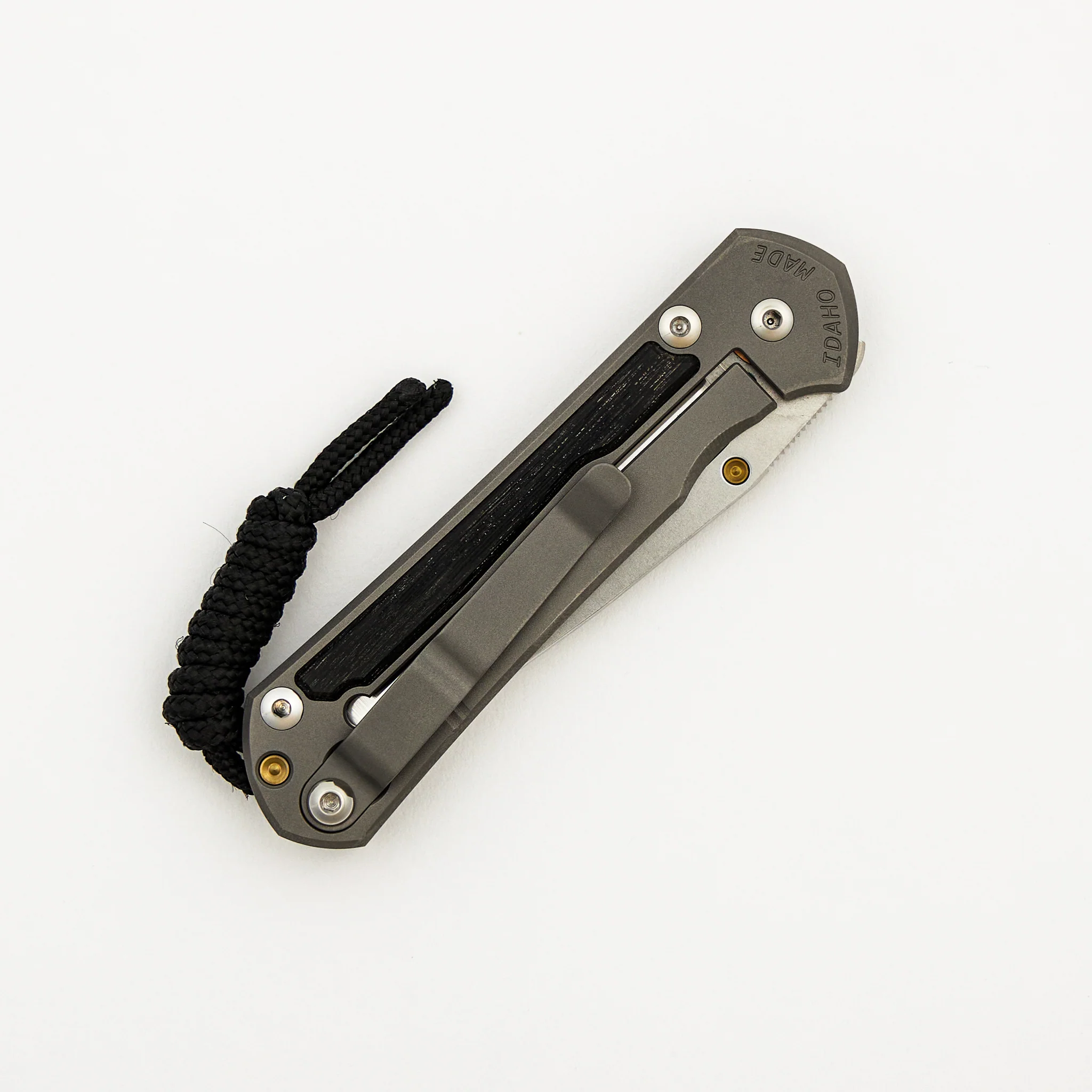 Small Sebenza 31 - Bog Oak Inlay - Drop Point Polished CPM MagnaCut Blade - Gold Single Thumb Lug - Image 18