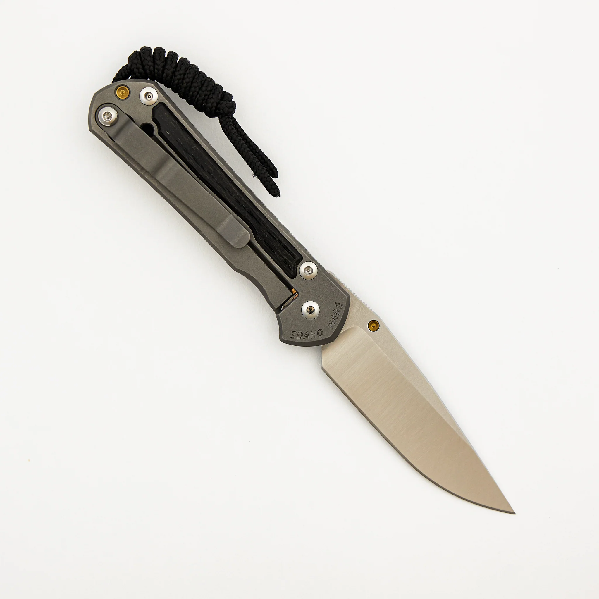 Small Sebenza 31 - Bog Oak Inlay - Drop Point Polished CPM MagnaCut Blade - Gold Single Thumb Lug - Image 2