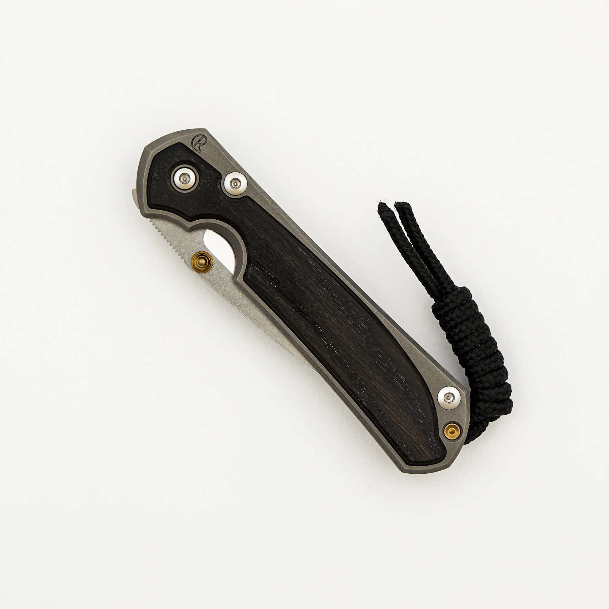 Small Sebenza 31 - Bog Oak Inlay - Drop Point Polished CPM MagnaCut Blade - Gold Single Thumb Lug - Image 38