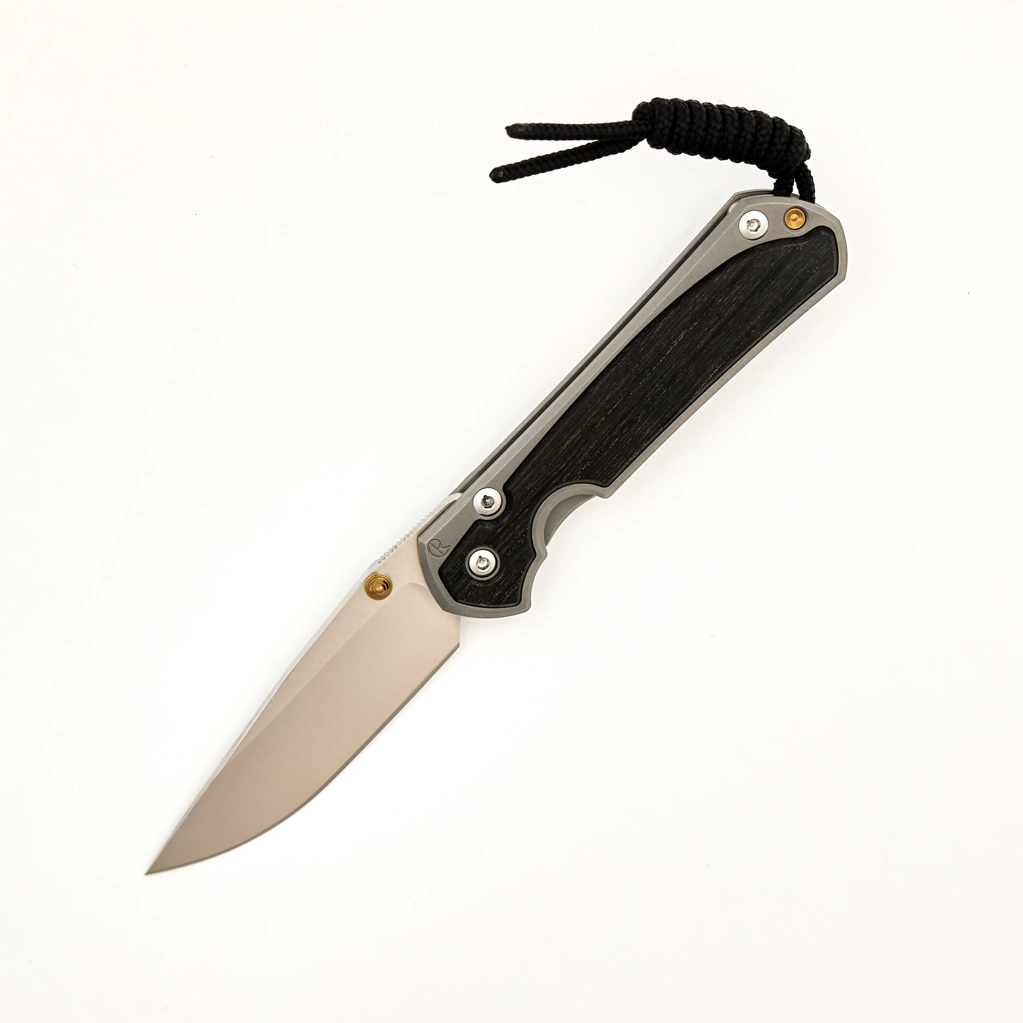 Small Sebenza 31 - Bog Oak Inlay - Drop Point Polished CPM MagnaCut Blade - Gold Single Thumb Lug - Image 50