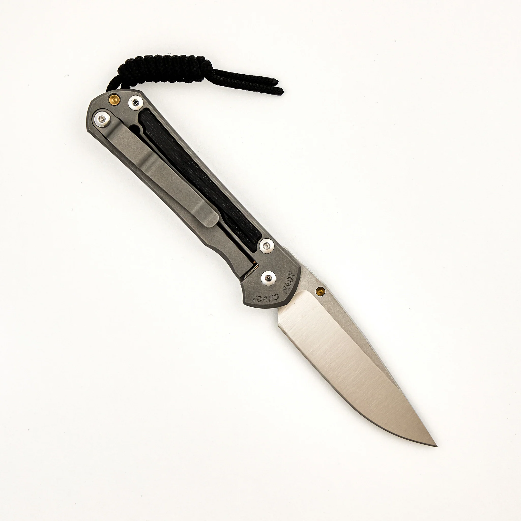 Small Sebenza 31 - Bog Oak Inlay - Drop Point Polished CPM MagnaCut Blade - Gold Single Thumb Lug - Image 51