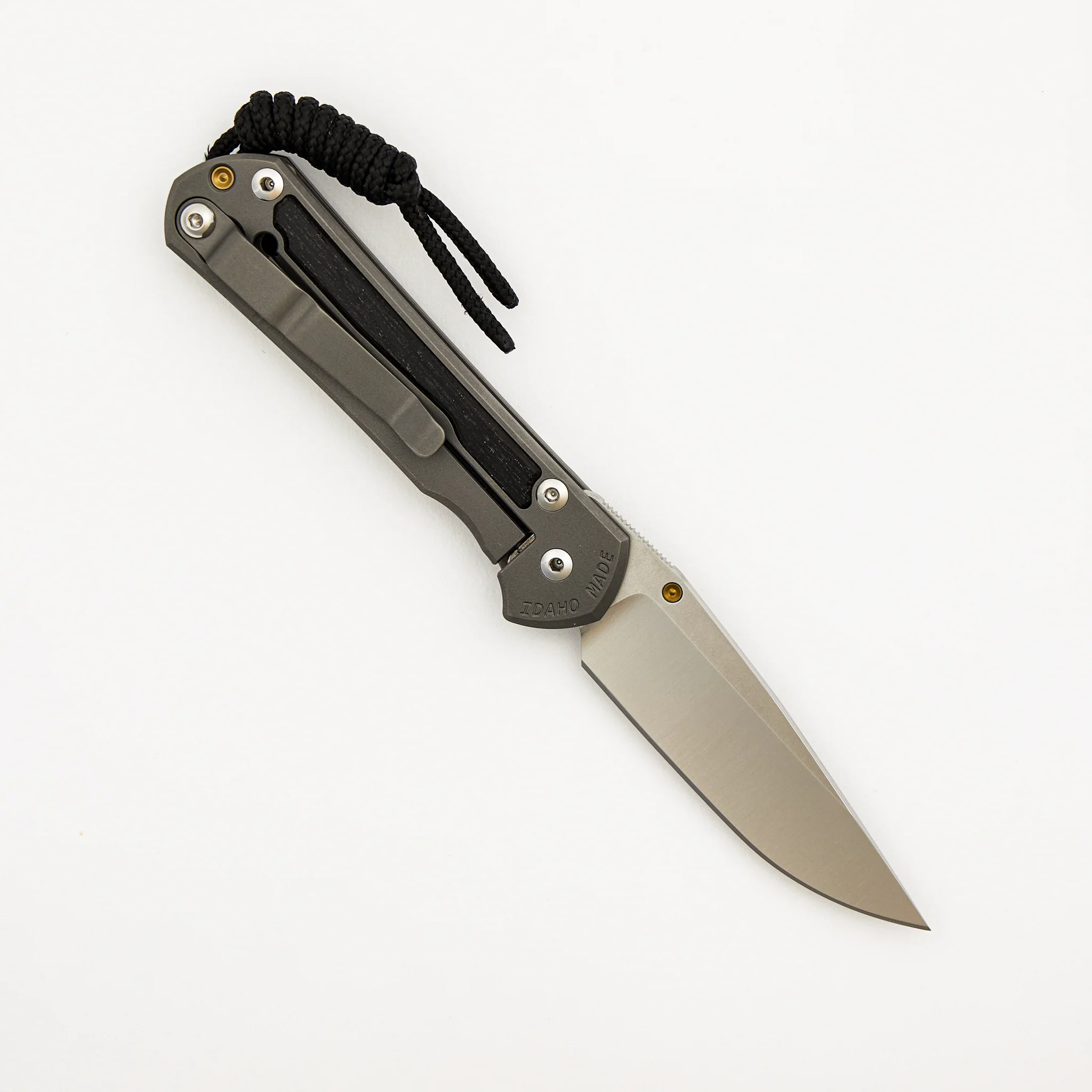 Small Sebenza 31 - Bog Oak Inlay - Drop Point Polished CPM MagnaCut Blade - Gold Single Thumb Lug - Image 9