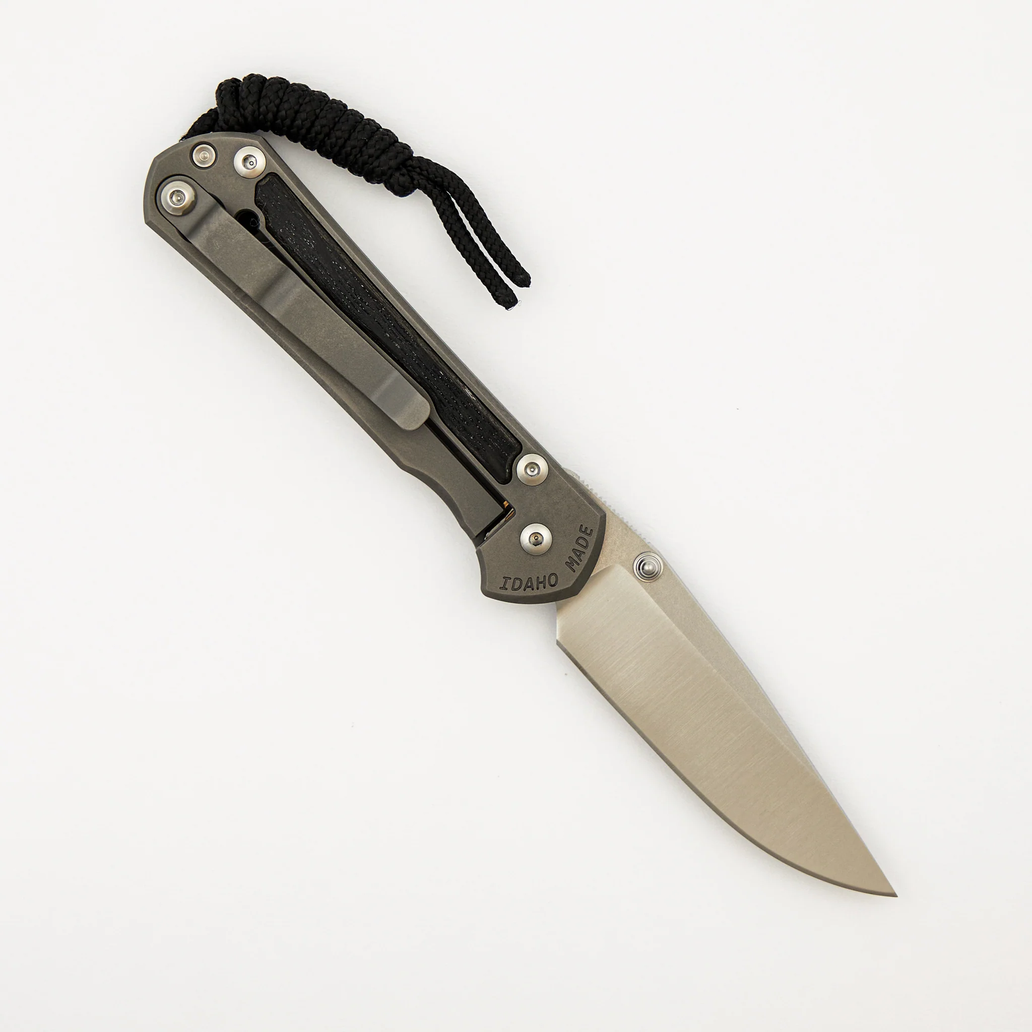 Small Sebenza 31 - Bog Oak Inlay - Drop Point Polished CPM MagnaCut Blade - Silver Double Thumb Lugs - Image 2