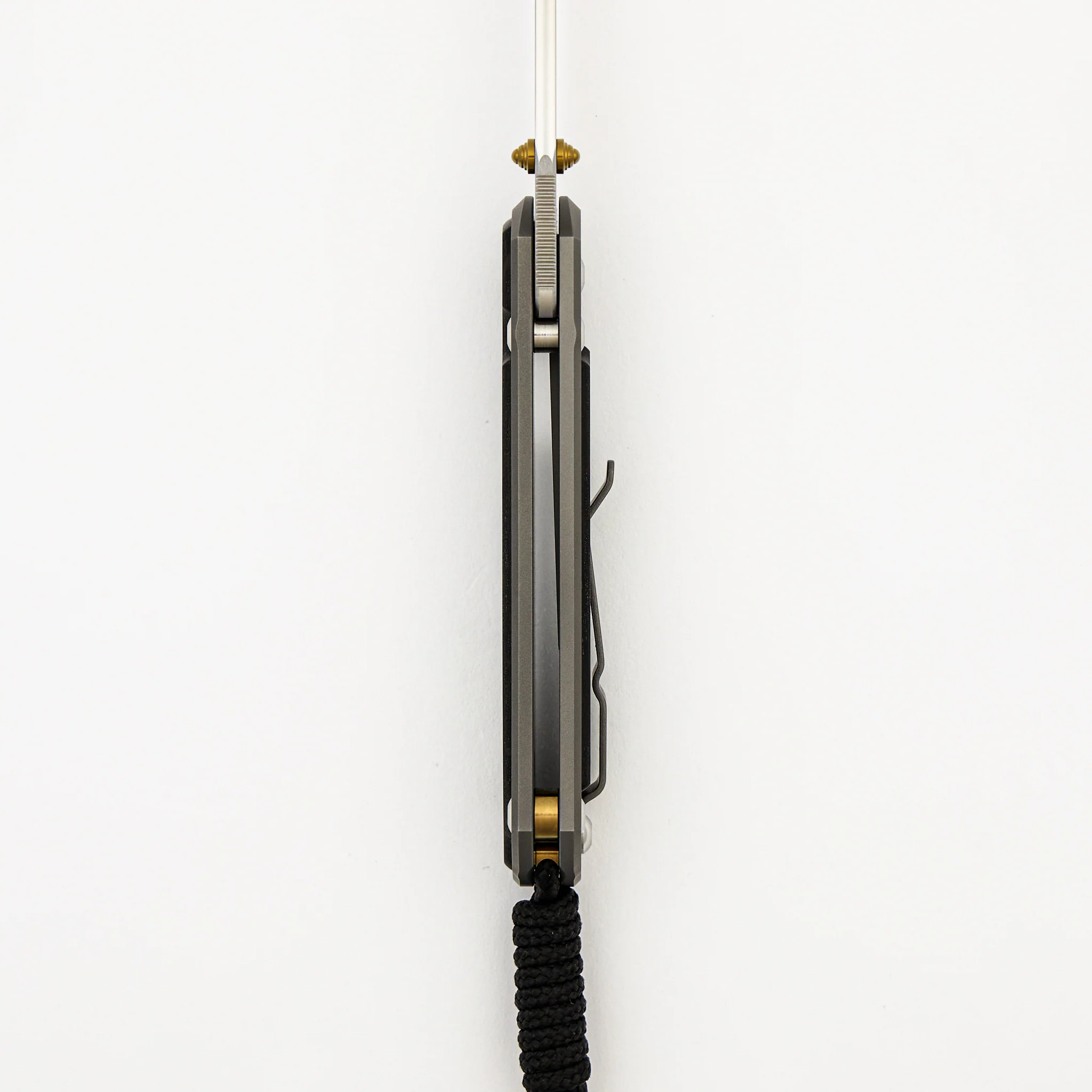 Small Sebenza 31 - Bog Oak Inlay - Tanto CPM MagnaCut Blade - Gold Double Thumb Lugs - Image 21