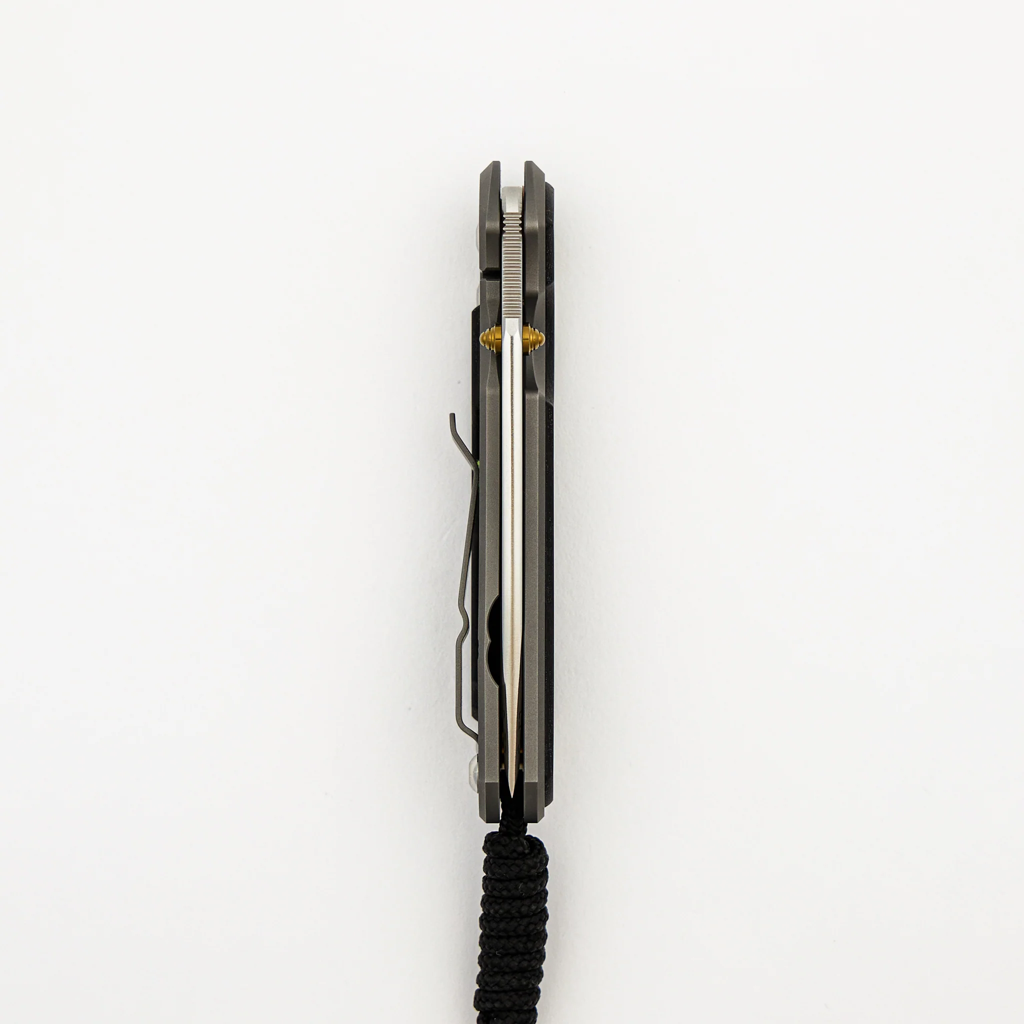 Small Sebenza 31 - Bog Oak Inlay - Tanto CPM MagnaCut Blade - Gold Double Thumb Lugs - Image 5