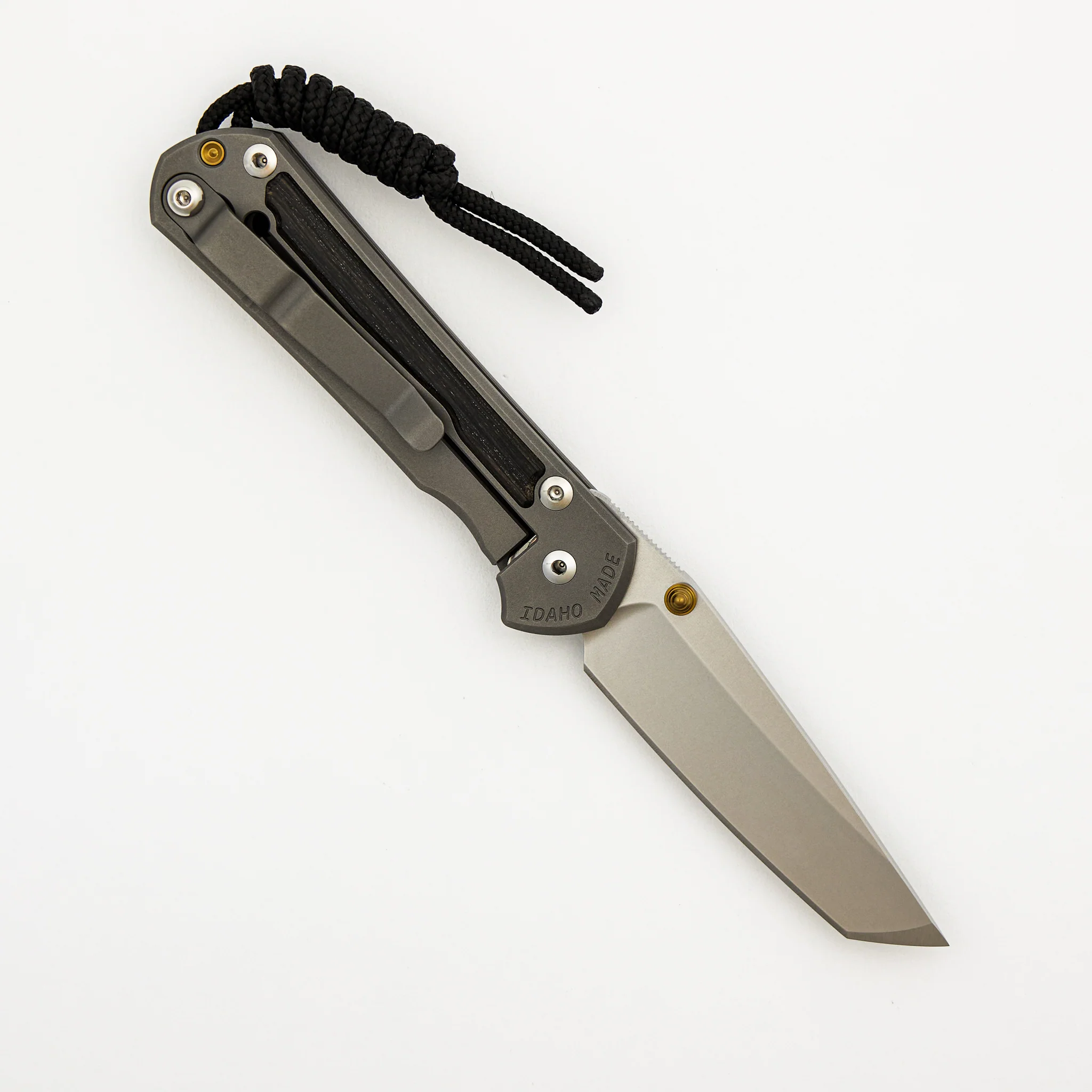 Small Sebenza 31 - Bog Oak Inlay - Tanto CPM MagnaCut Blade - Gold Double Thumb Lugs - Image 9