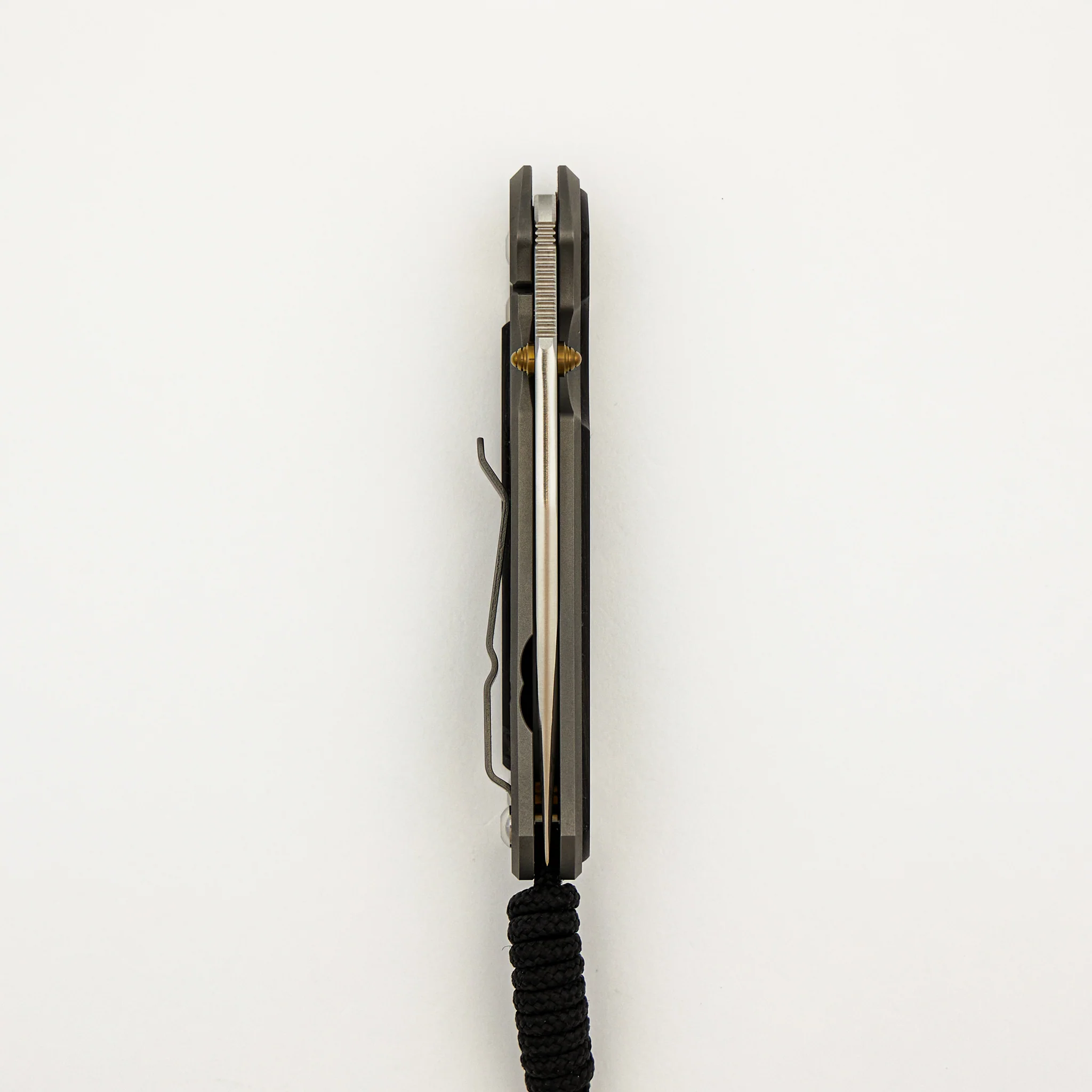 Small Sebenza 31 - Bog Oak Inlay W/ Polished Handle - Drop Point Polished CPM MagnaCut Blade - Gold Double Thumb Lugs - Image 5