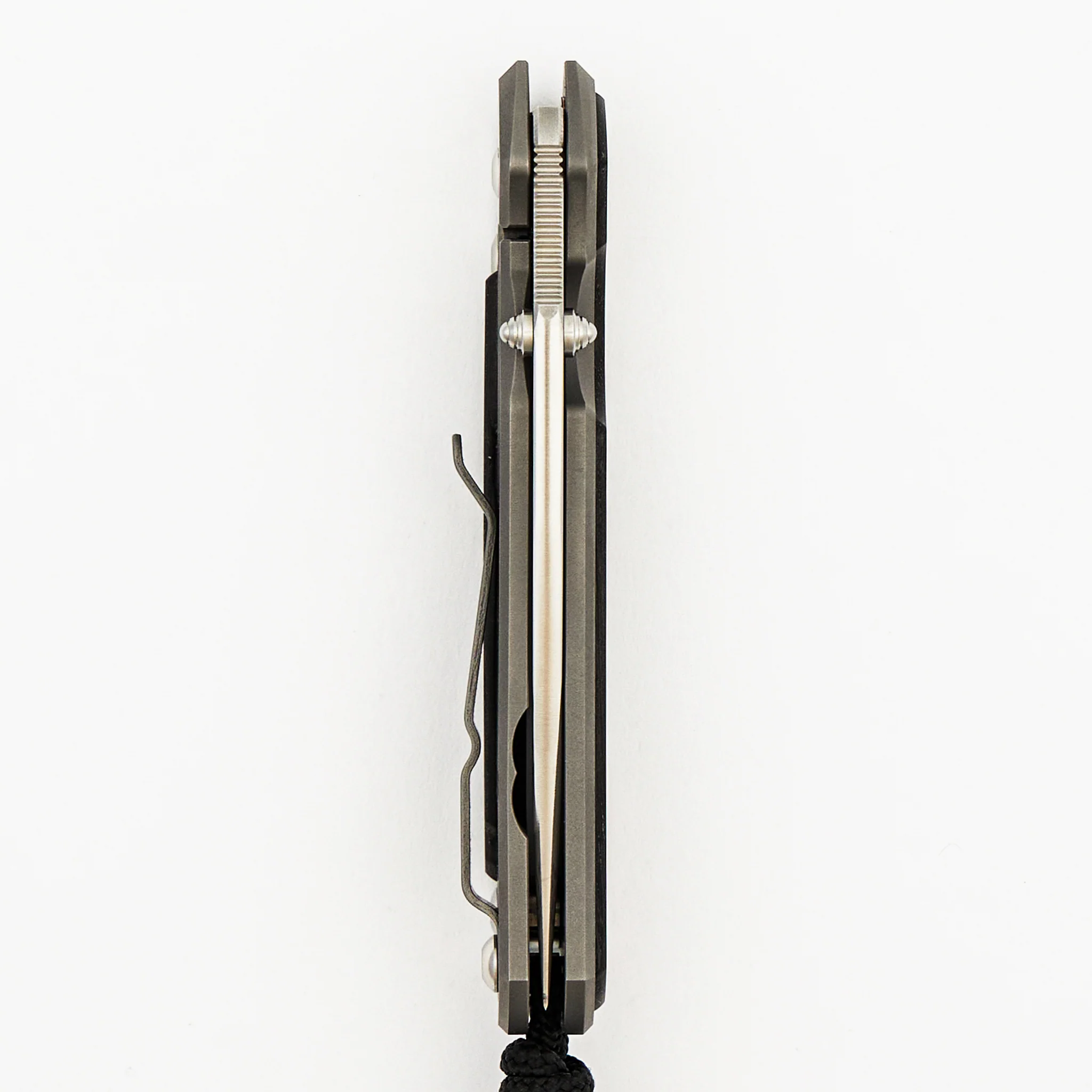 Small Sebenza 31 - Bog Oak Inlay W/ Polished Handle - Drop Point Polished CPM MagnaCut Blade - Silver Double Thumb Lugs - Image 12