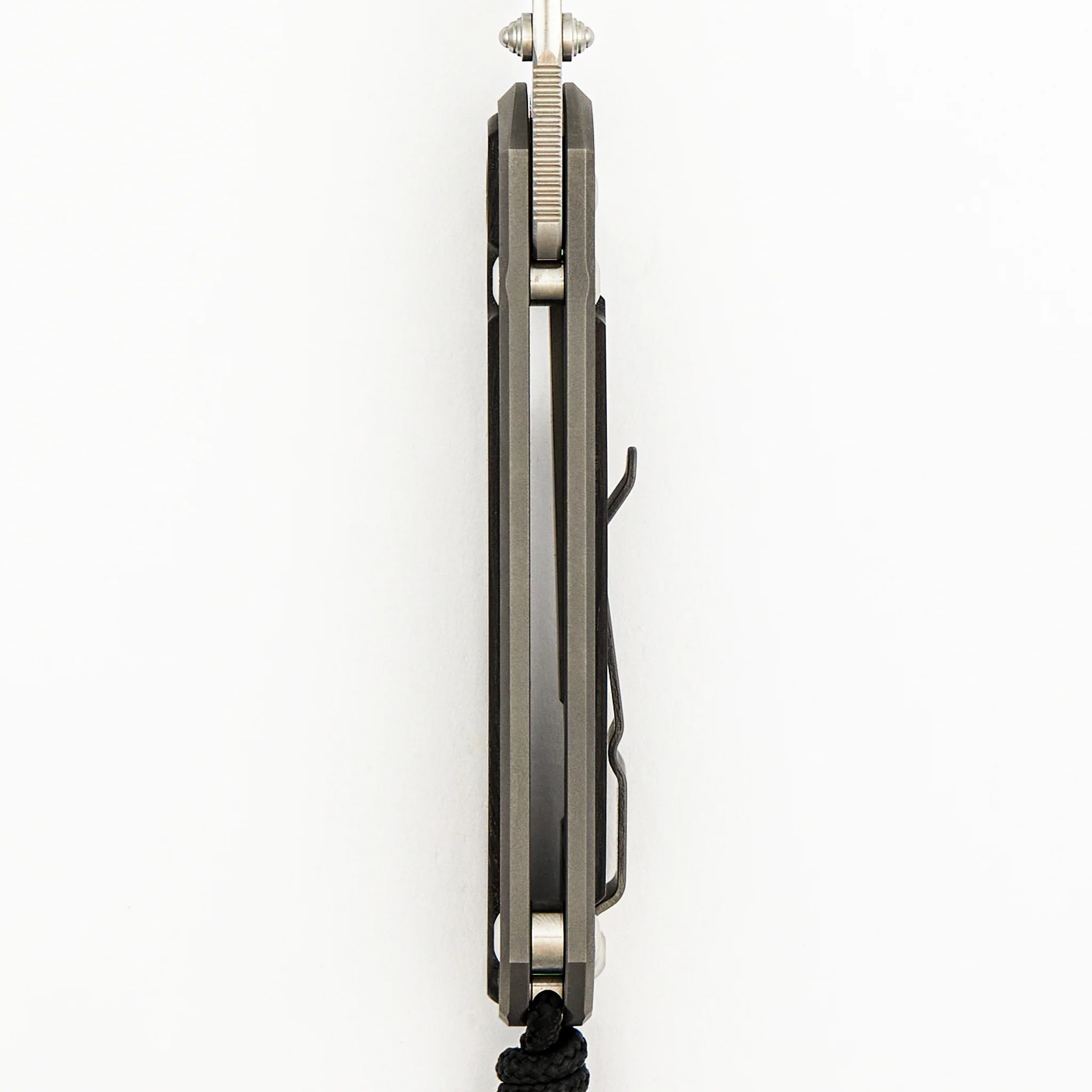Small Sebenza 31 - Bog Oak Inlay W/ Polished Handle - Drop Point Polished CPM MagnaCut Blade - Silver Double Thumb Lugs - Image 14