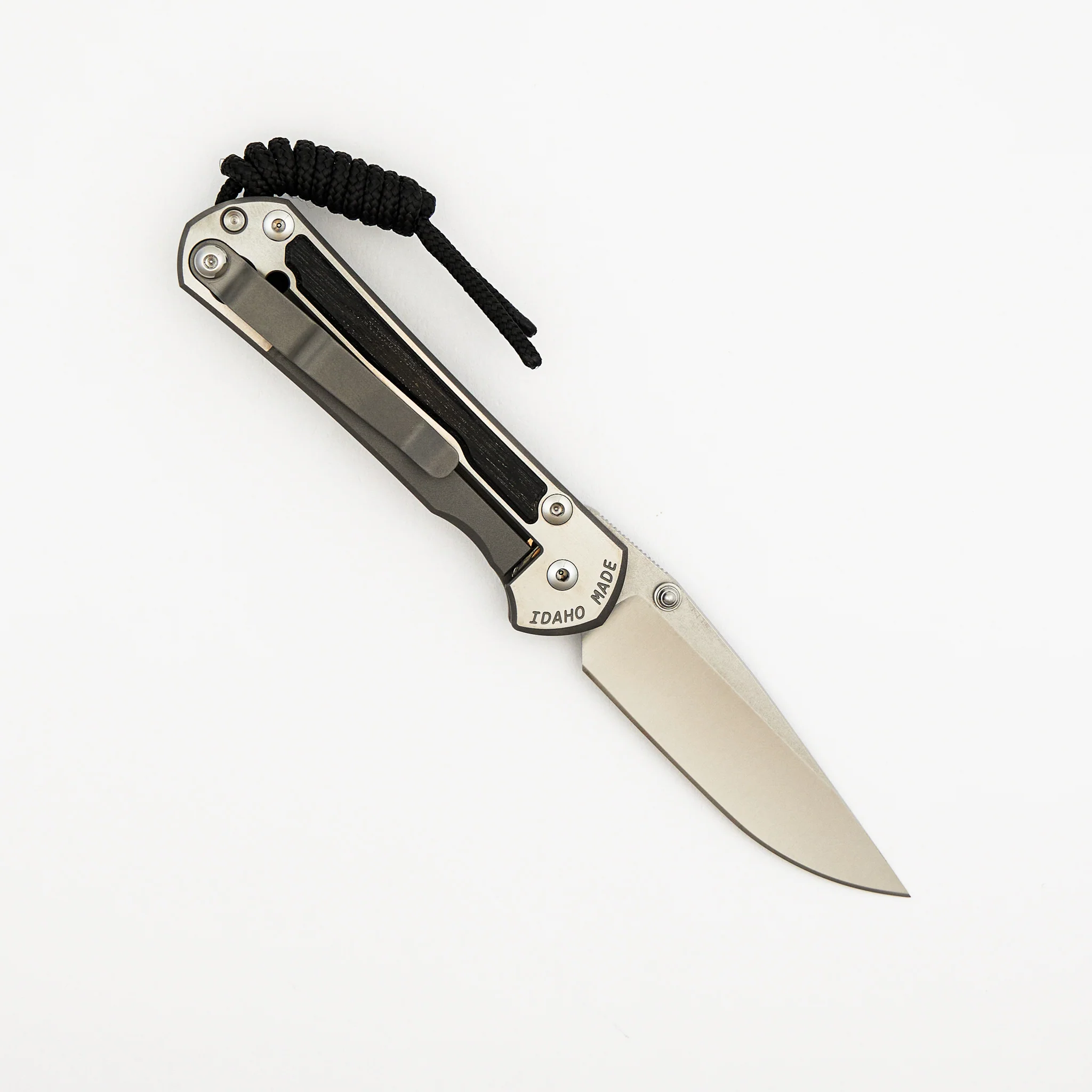Small Sebenza 31 - Bog Oak Inlay W/ Polished Handle - Drop Point Polished CPM MagnaCut Blade - Silver Double Thumb Lugs - Image 2