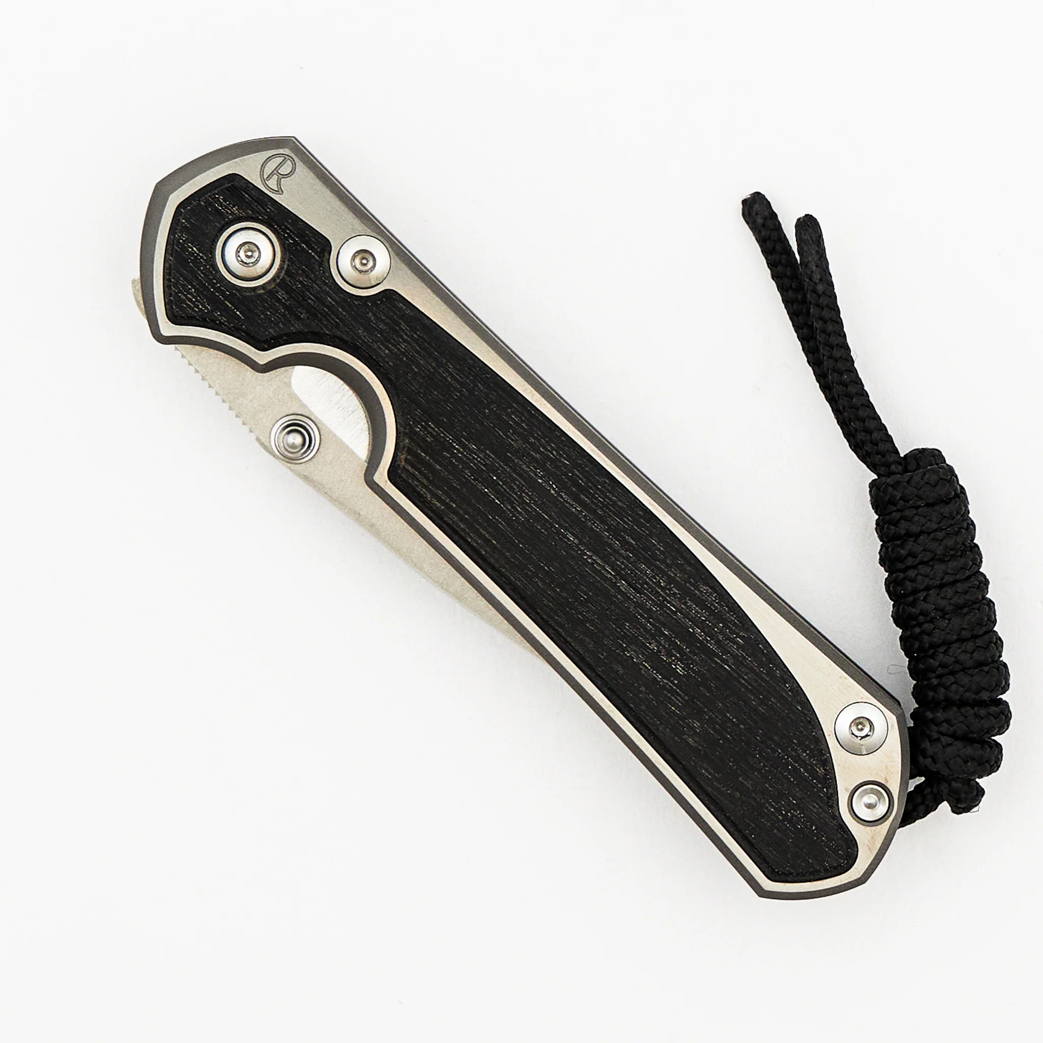 Small Sebenza 31 - Bog Oak Inlay W/ Polished Handle - Drop Point Polished CPM MagnaCut Blade - Silver Double Thumb Lugs - Image 3