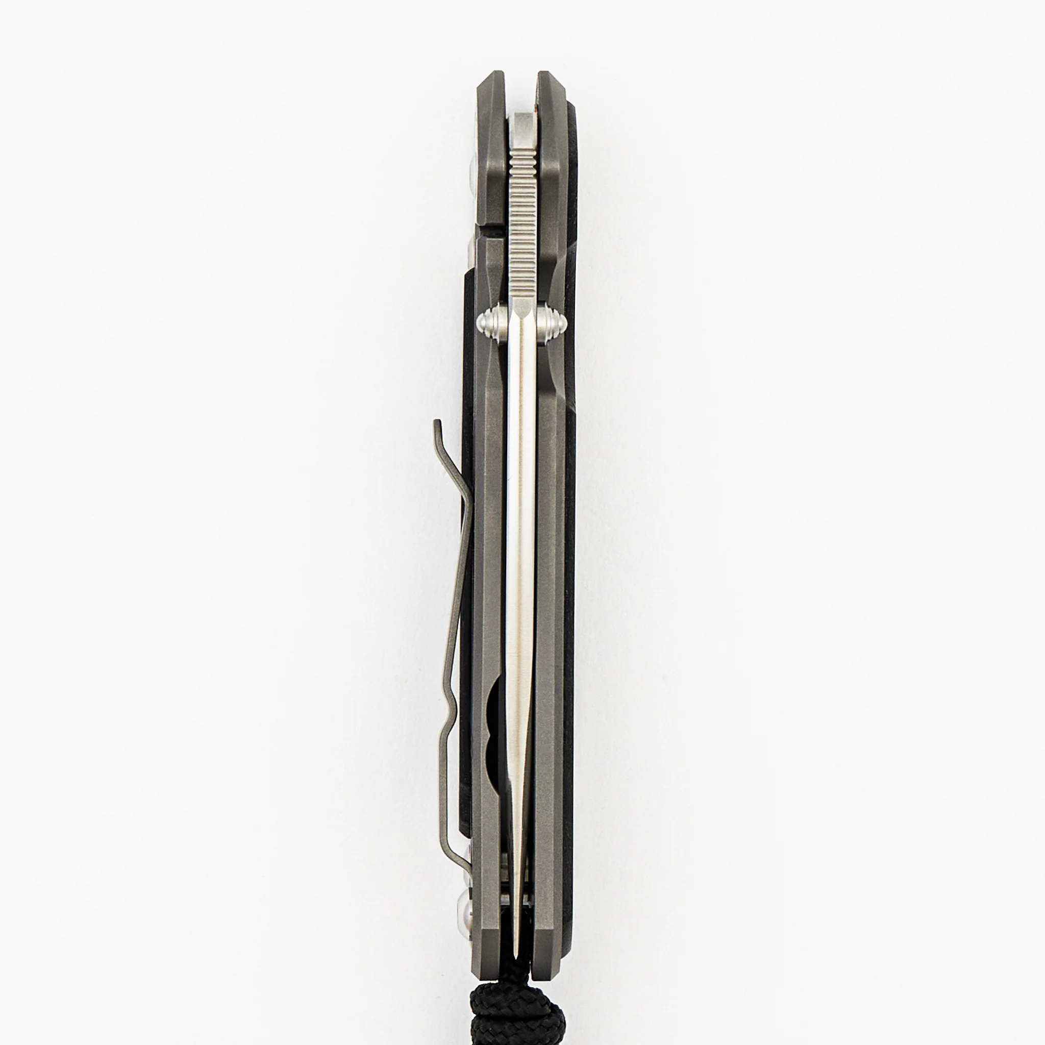 Small Sebenza 31 - Bog Oak Inlay W/ Polished Handle - Drop Point Polished CPM MagnaCut Blade - Silver Double Thumb Lugs - Image 5