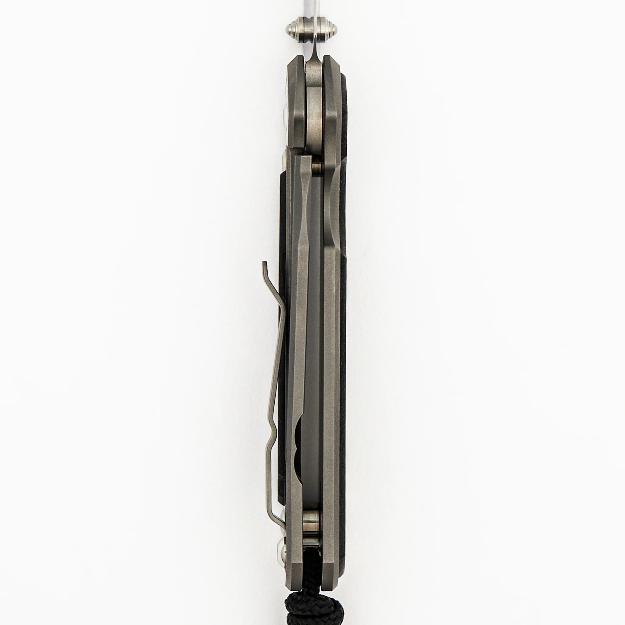 Small Sebenza 31 - Bog Oak Inlay W/ Polished Handle - Drop Point Polished CPM MagnaCut Blade - Silver Double Thumb Lugs - Image 6