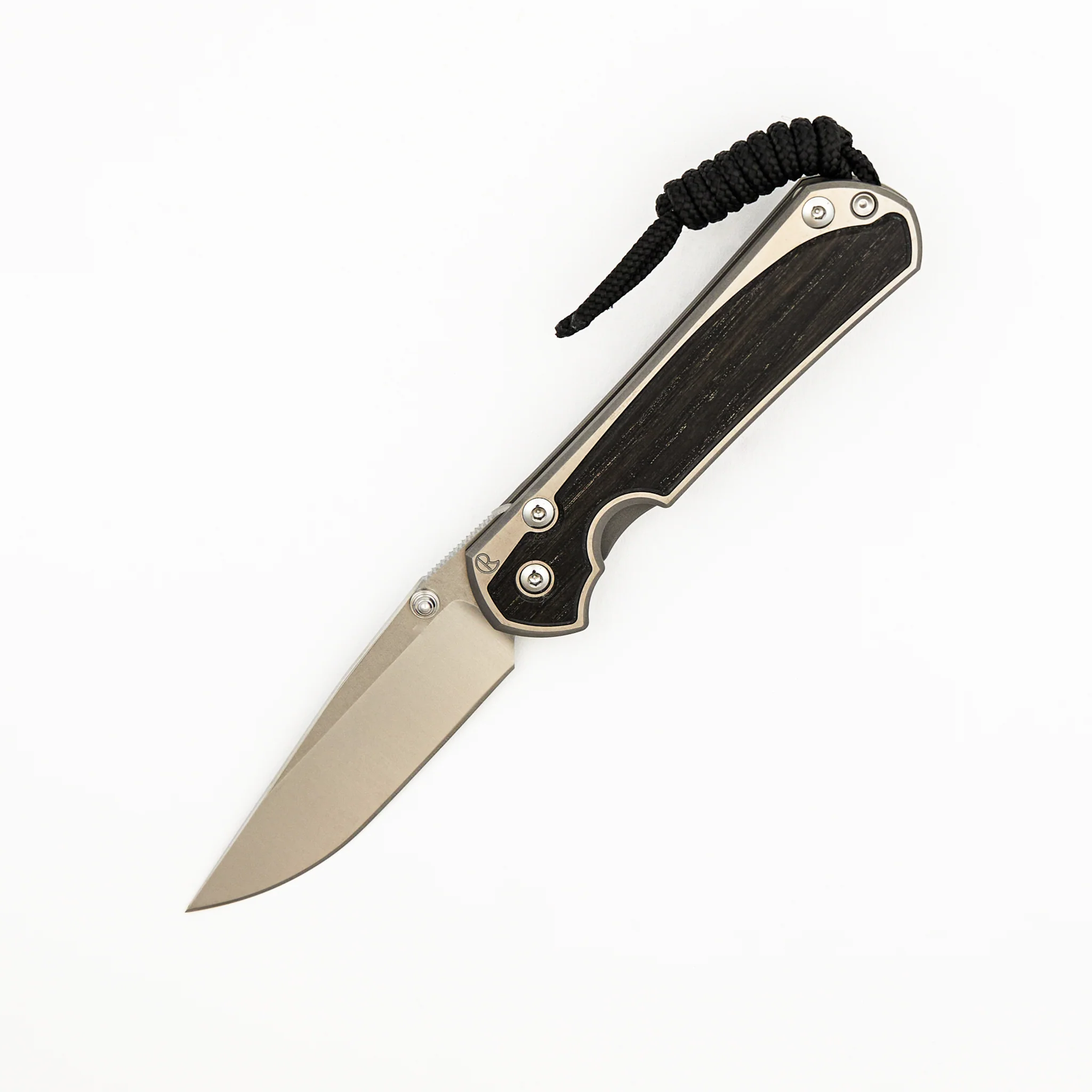 Small Sebenza 31 - Bog Oak Inlay W/ Polished Handle - Drop Point Polished CPM MagnaCut Blade - Silver Double Thumb Lugs - Image 8