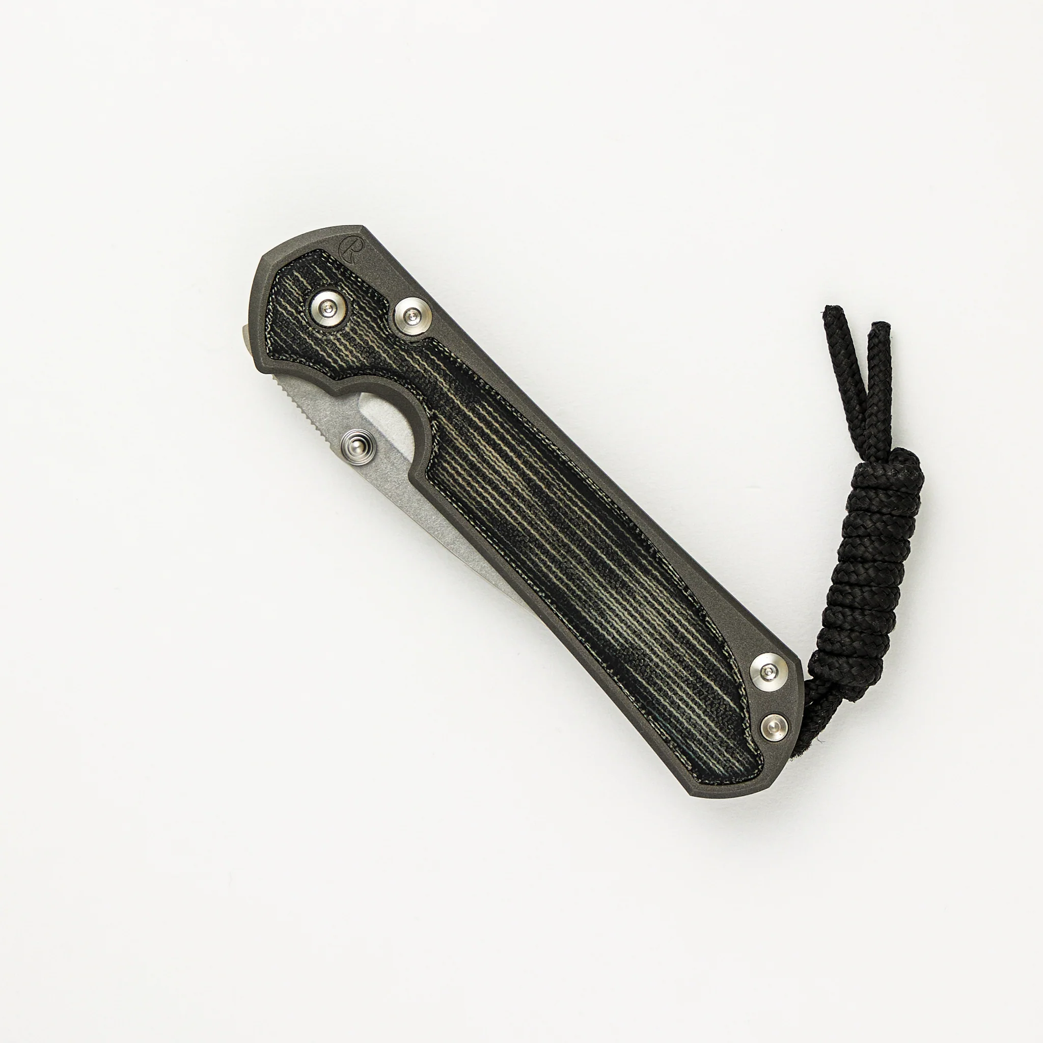 Small Sebenza 31 - Drop Point CPM MagnaCut Blade - Black Canvas Micarta Inlays - Silver Single Thumb Lug - Image 3