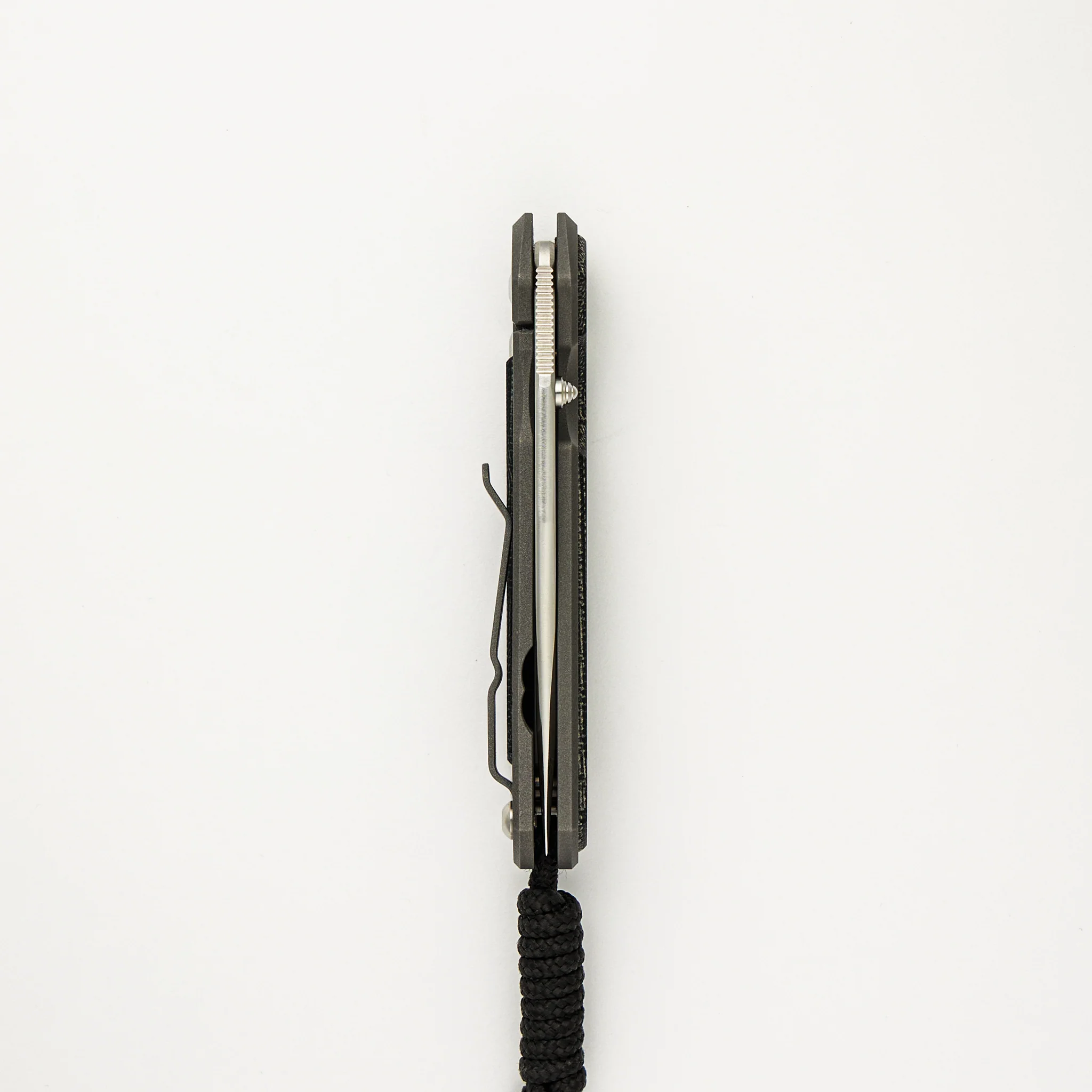 Small Sebenza 31 - Drop Point CPM MagnaCut Blade - Black Canvas Micarta Inlays - Silver Single Thumb Lug - Image 5