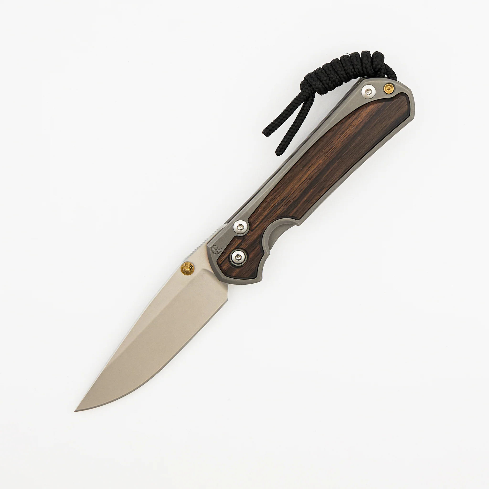 Small Sebenza 31 Macassar Ebony Inlay - Drop Point CPM MagnaCut Blade - Gold Single Thumb Lug