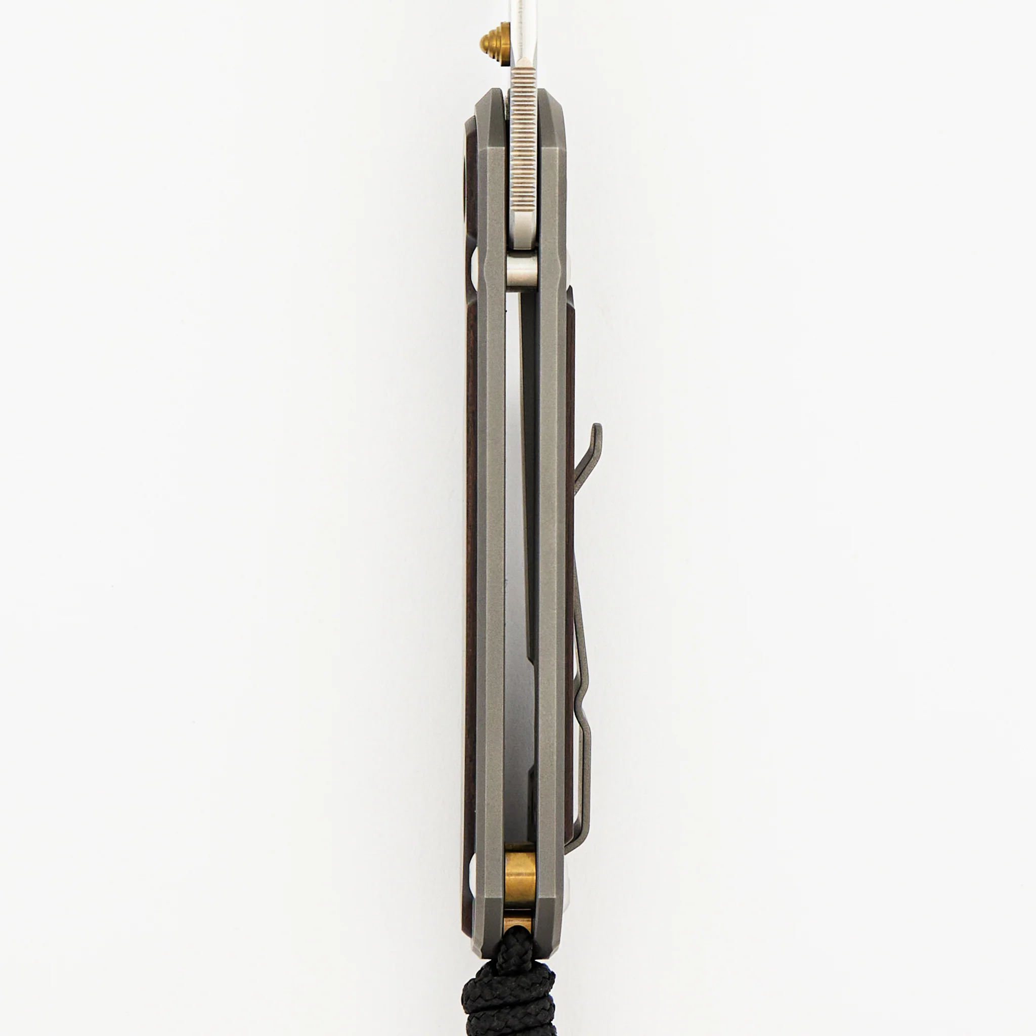 Small Sebenza 31 Macassar Ebony Inlay - Drop Point CPM MagnaCut Blade - Gold Single Thumb Lug - Image 28