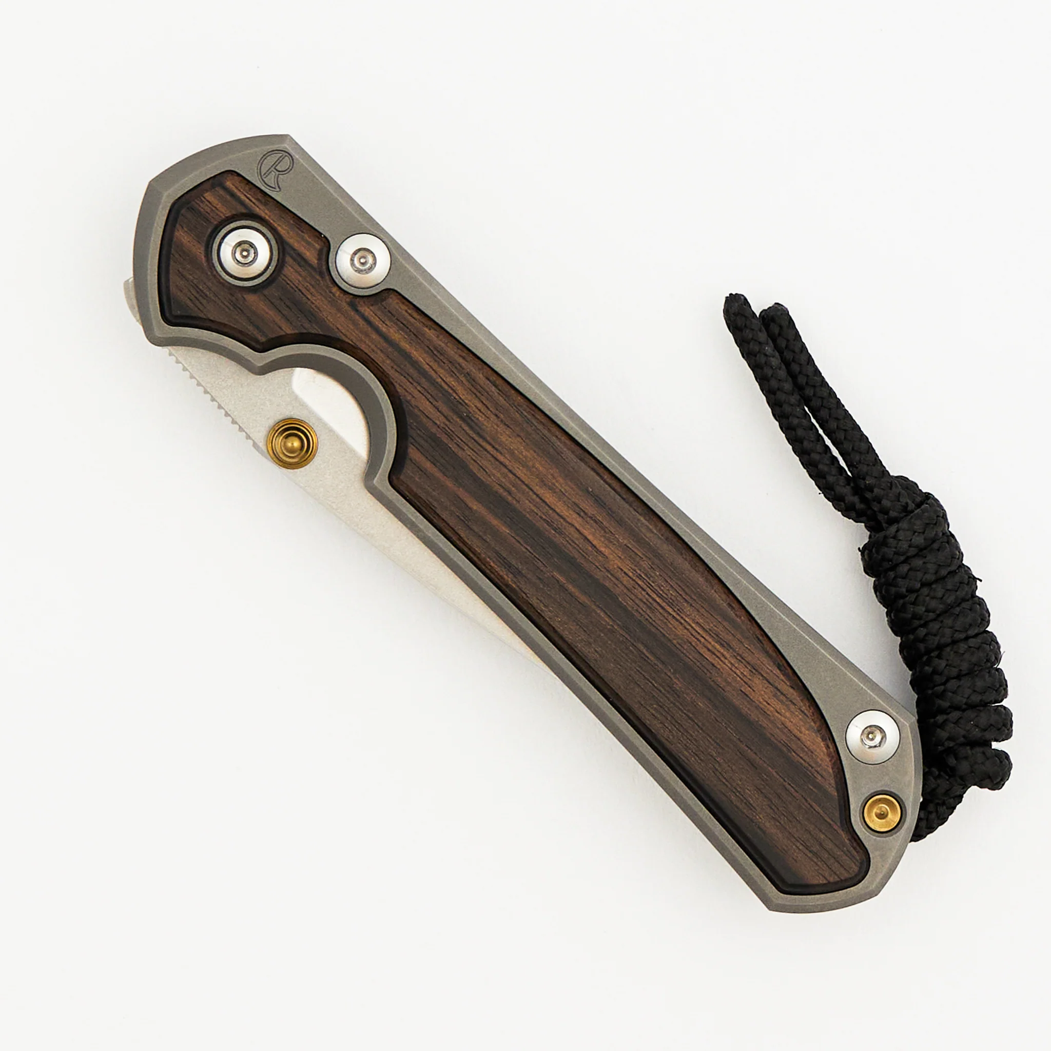 Small Sebenza 31 Macassar Ebony Inlay - Drop Point CPM MagnaCut Blade - Gold Single Thumb Lug - Image 3