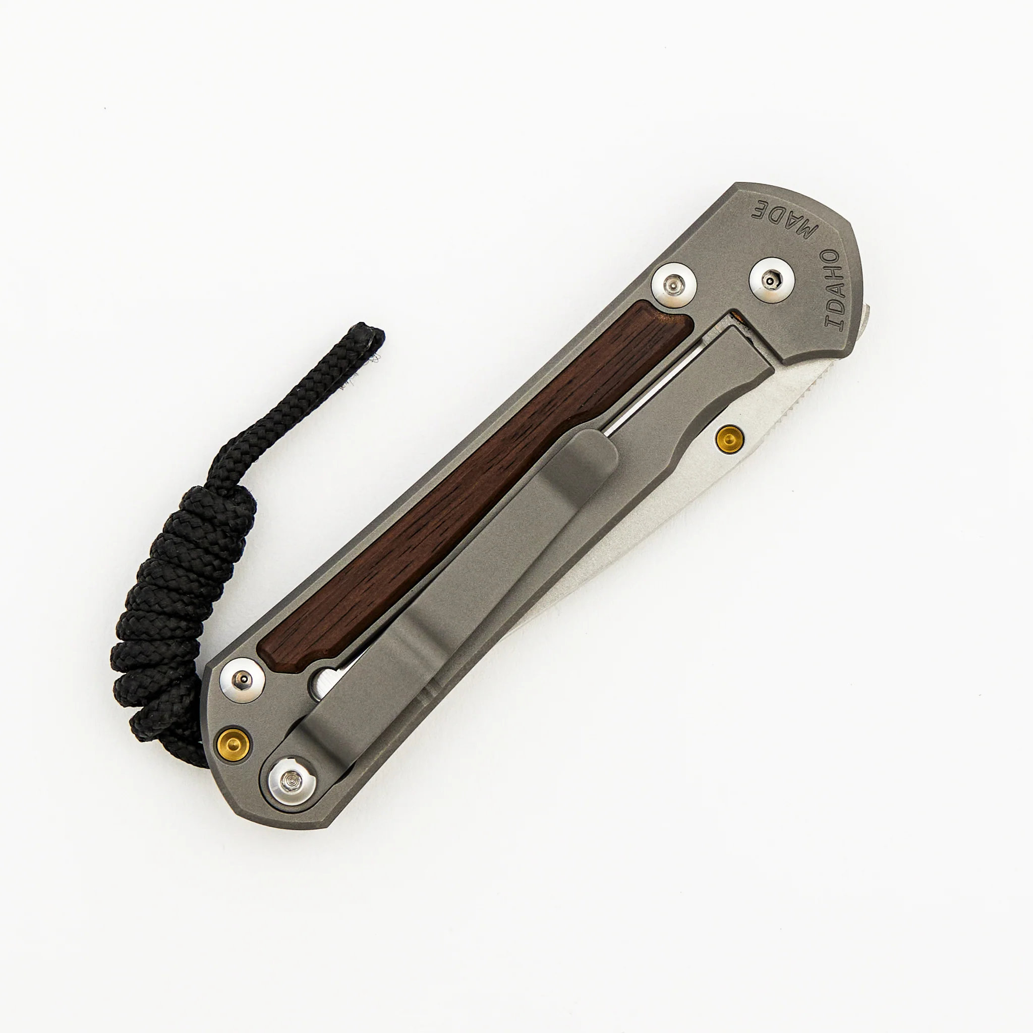 Small Sebenza 31 - Macassar Ebony Inlay - Drop Point Polished CPM MagnaCut Blade - Gold Single Thumb Lug - Image 18